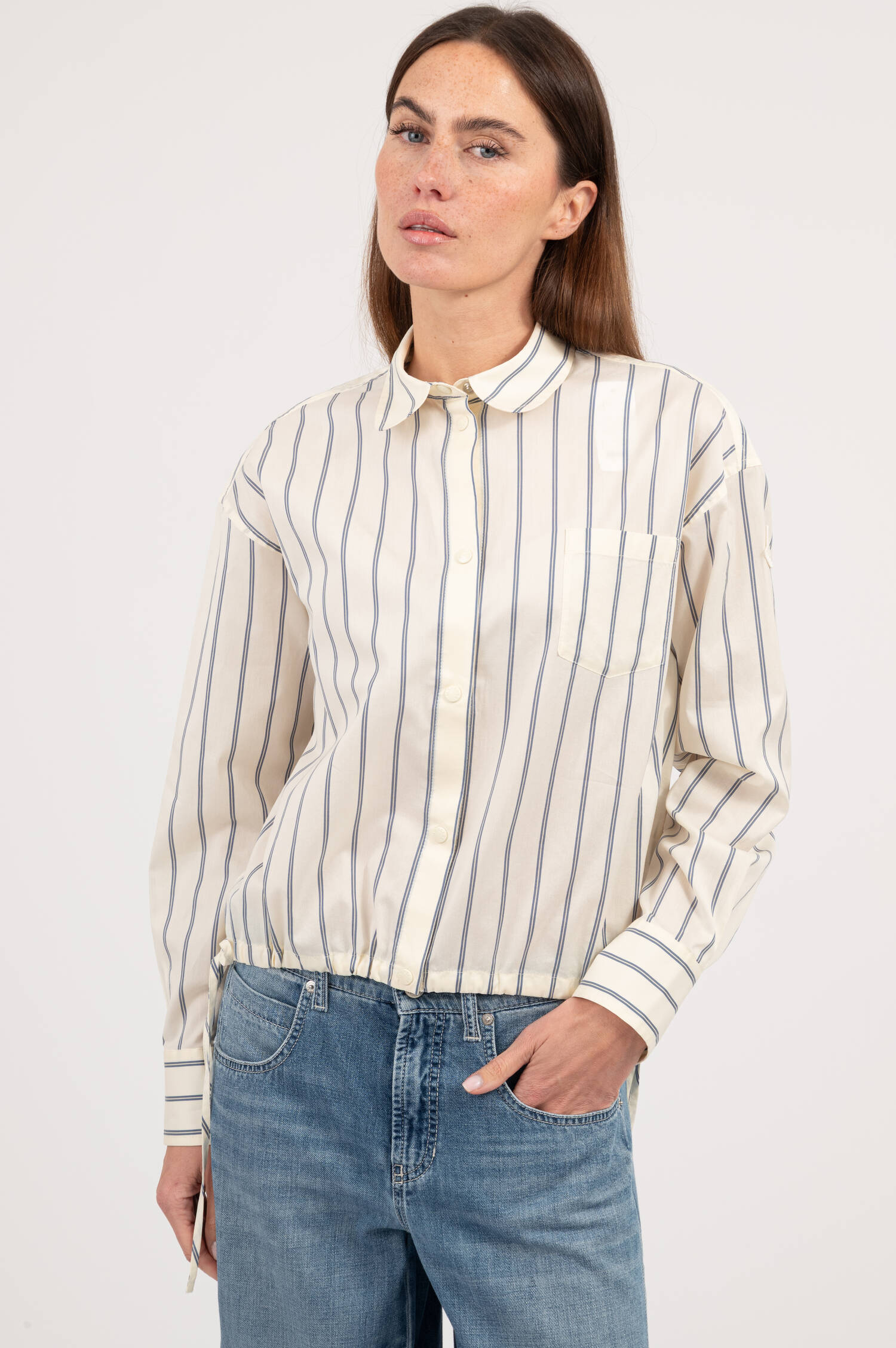 Gestreifte Bluse in Creme