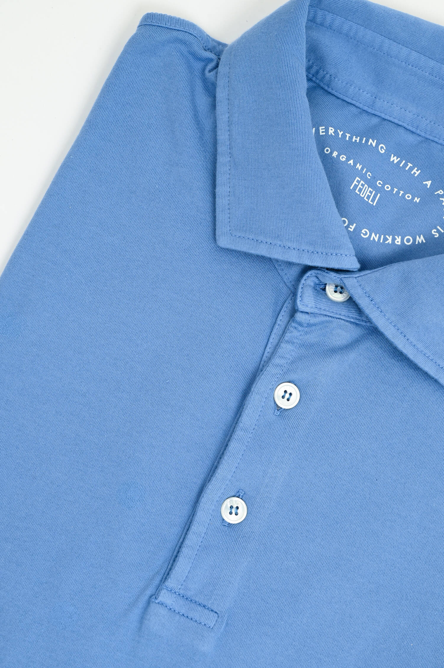 Jersey-Poloshirt in Mittelblau Jersey-Poloshirt in Mittelblau