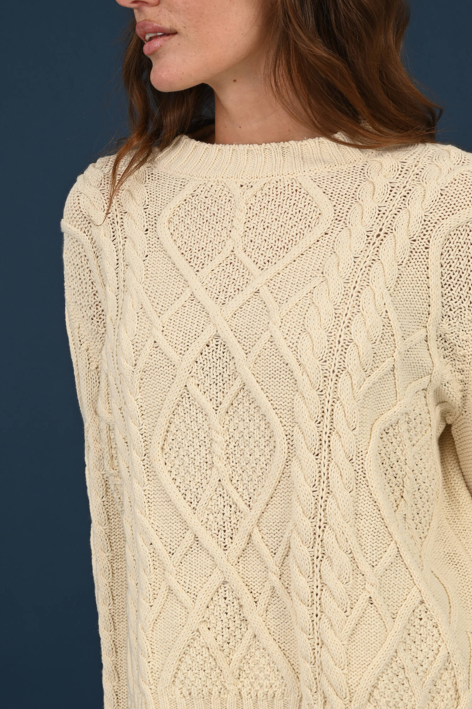 Zopfstrick Pullover TENORE in Ecru