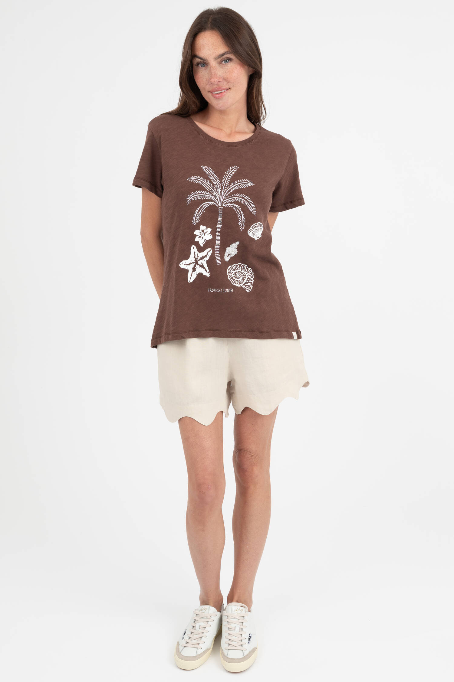 T-Shirt mit Print in Braun