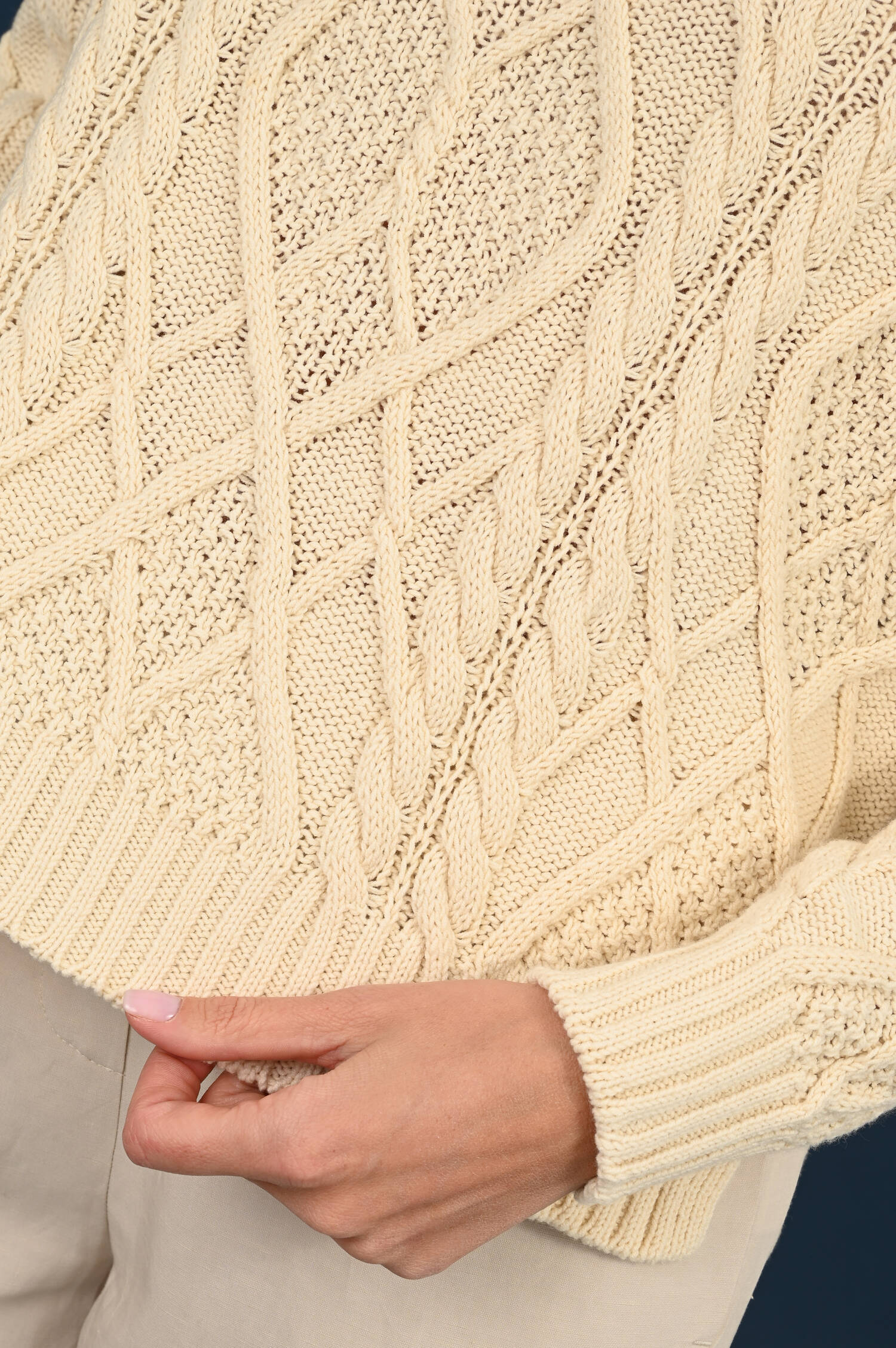 Zopfstrick Pullover TENORE in Ecru