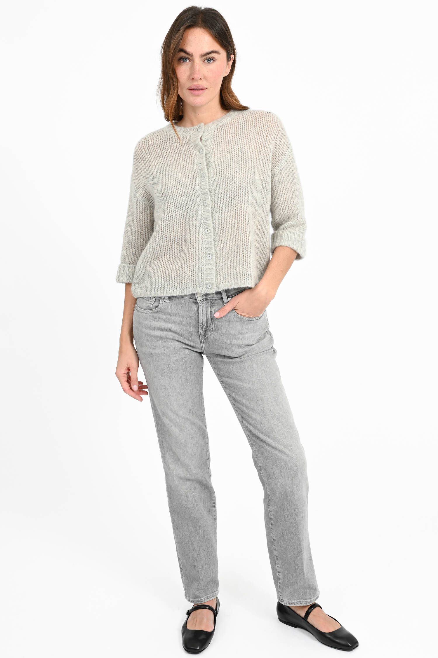 Strickweste aus Cashmere-Seiden-Mix in Grey