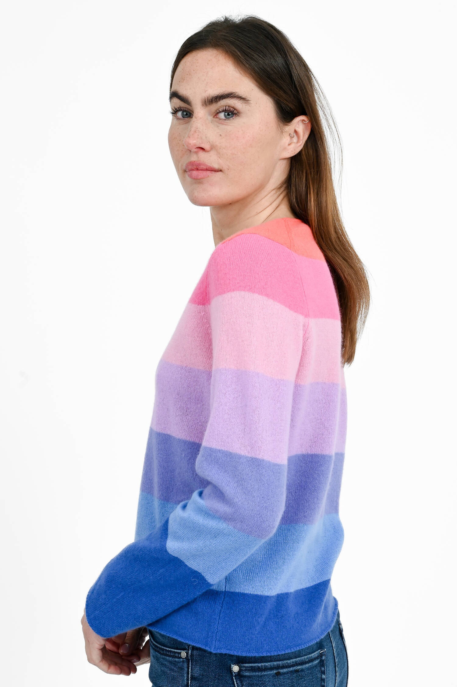 Color-Blocking Cashmere Pullover in Multicolor