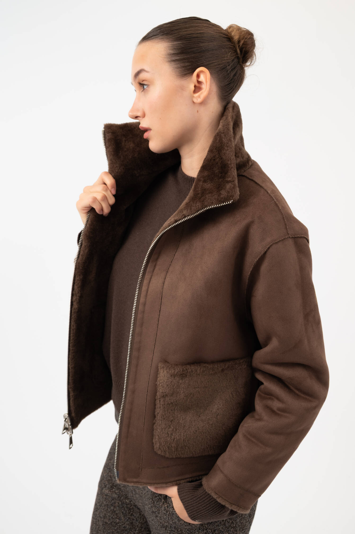 Faux-Fur-Jacke SHAO in Braun Faux-Fur-Jacke SHAO in Braun