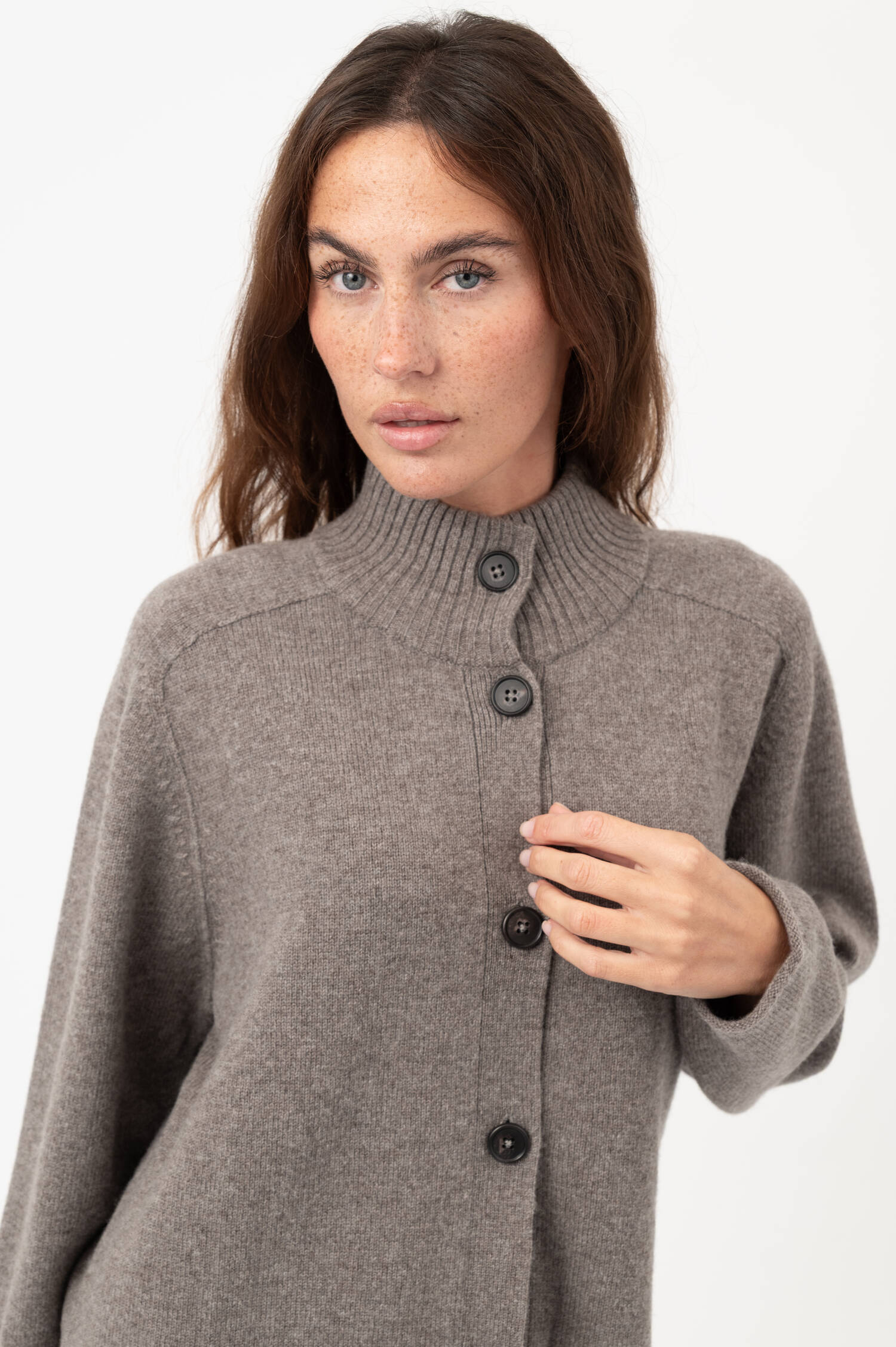 Woll-Cardigan in Taupe meliert Woll-Cardigan in Taupe meliert