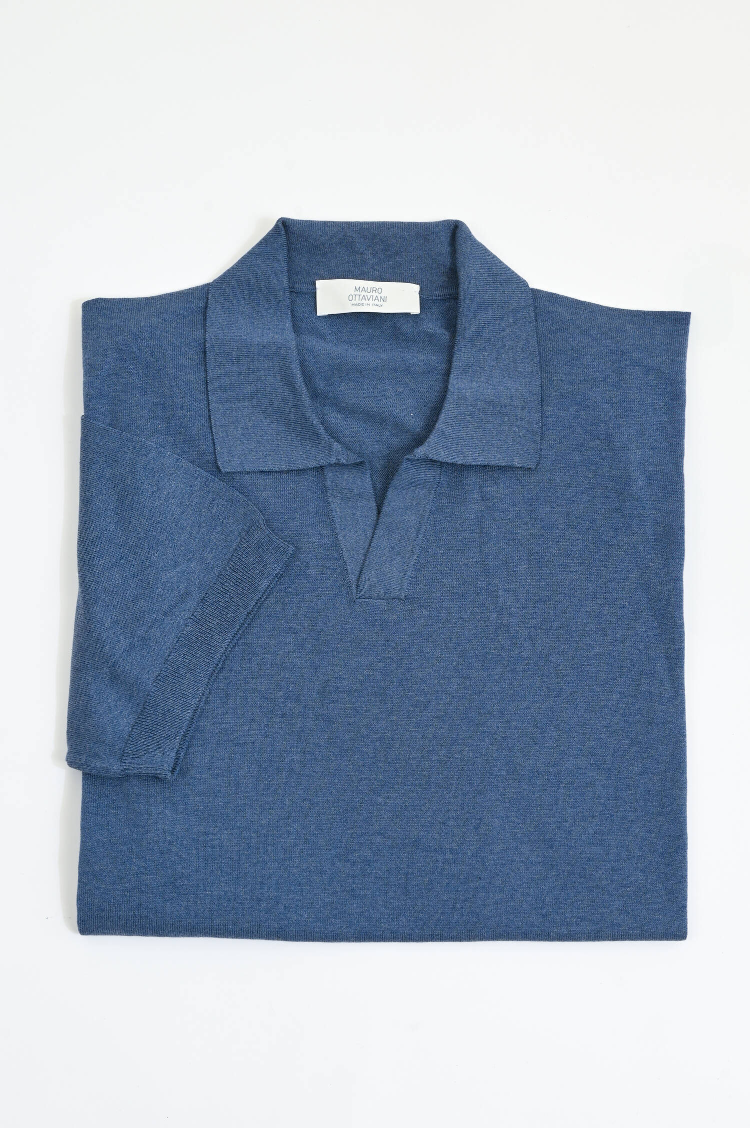 Seiden-Mix Polo-Shirt in Jeansblau