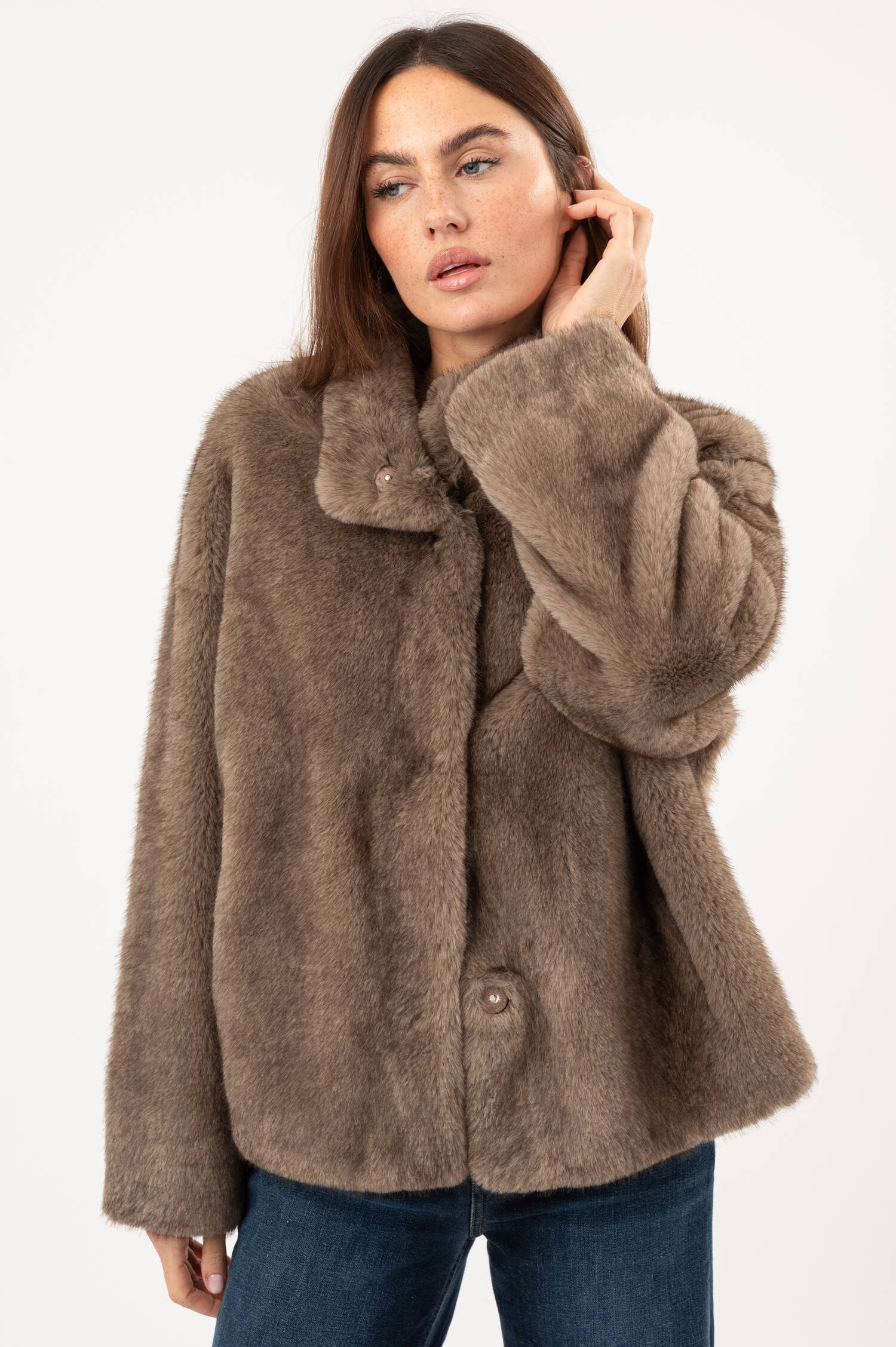 Faux-Fur-Jacke in Grau Faux-Fur-Jacke in Grau