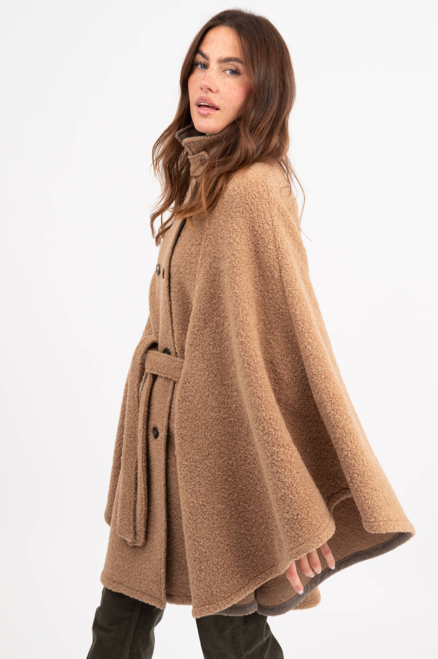 Woll-Poncho FRANZISKA in Braun