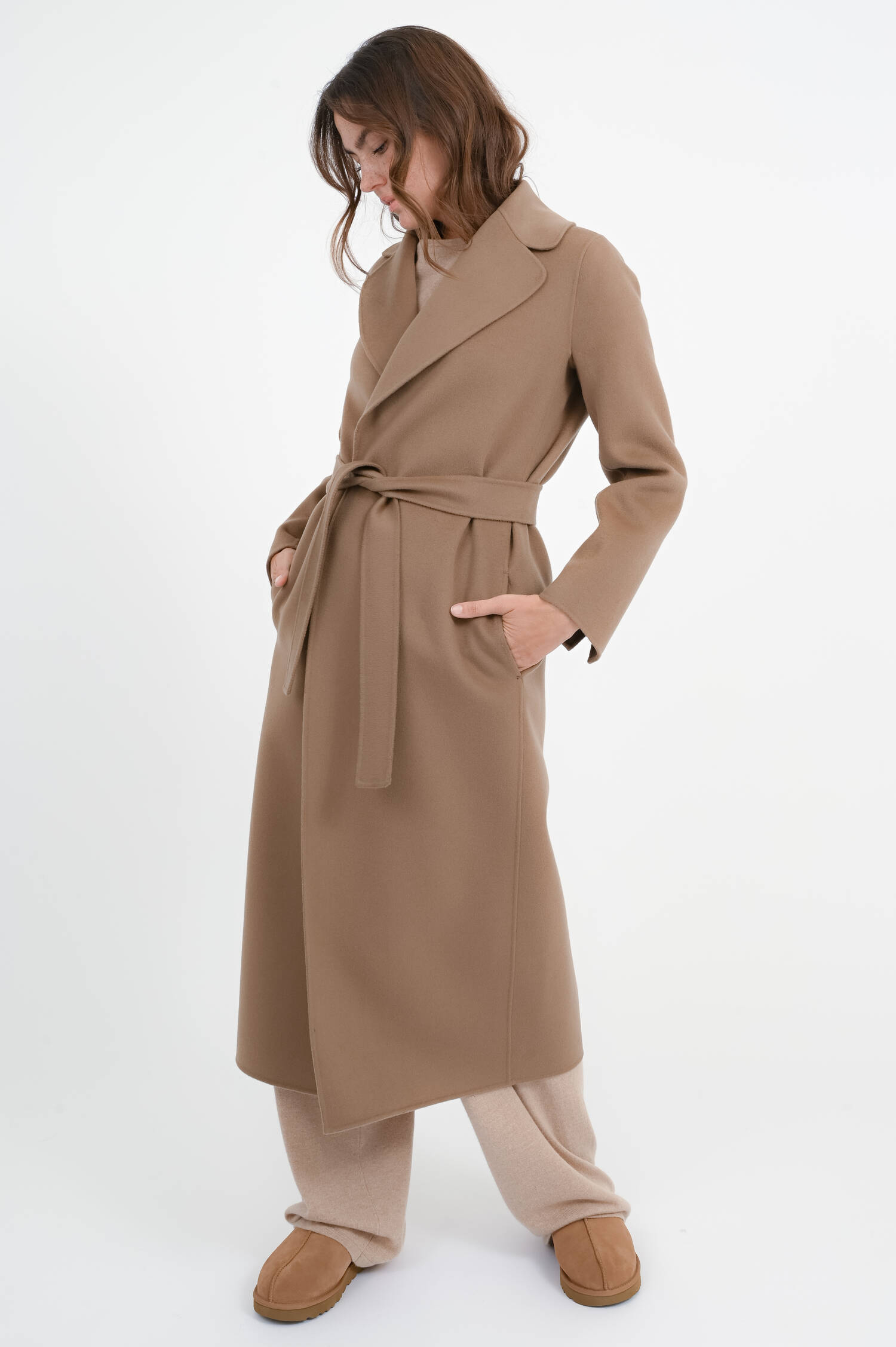 Maxi-Wollmantel POLDO in Haselnuss