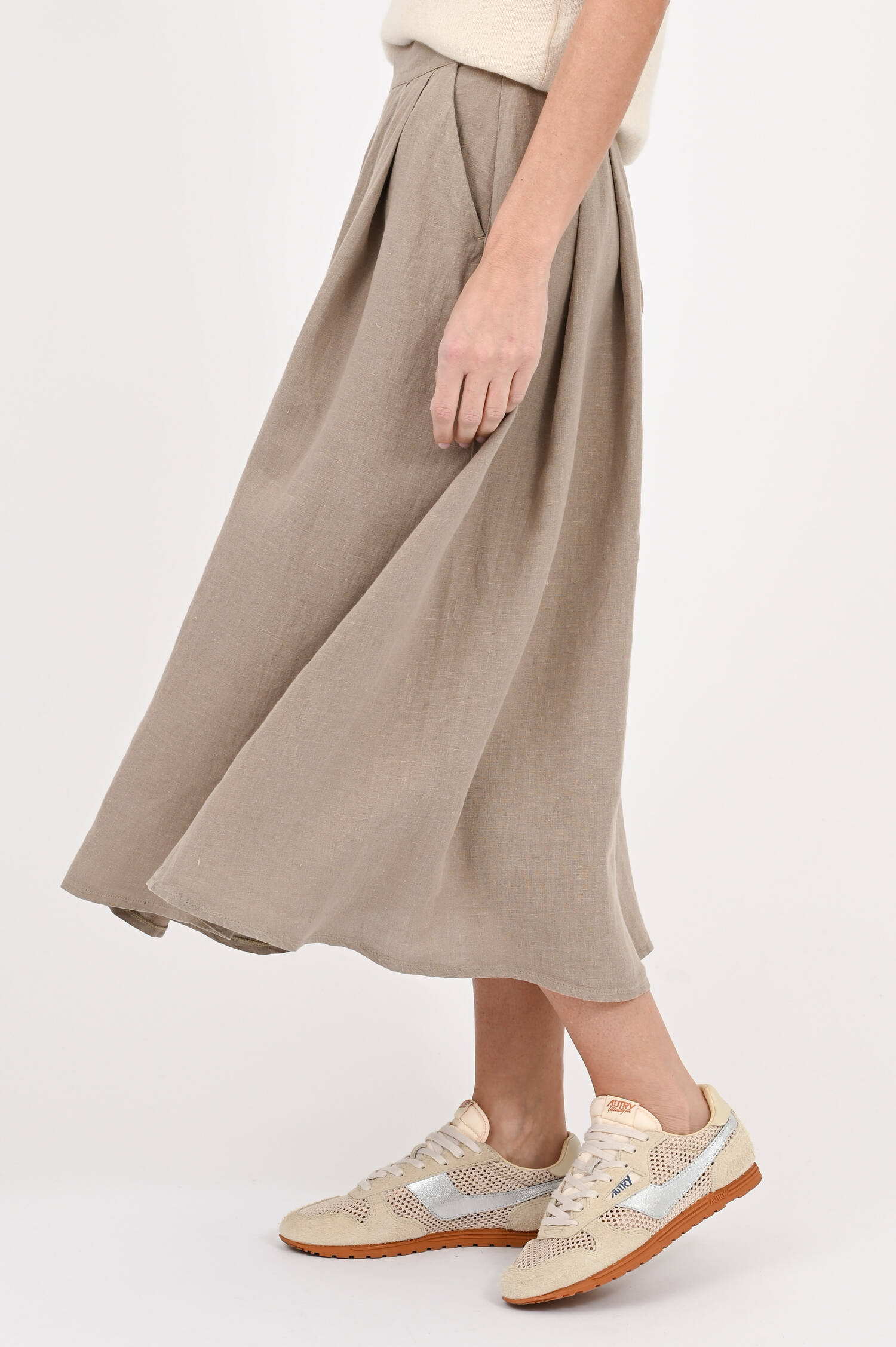 Midi-Leinenrock in Schlamm