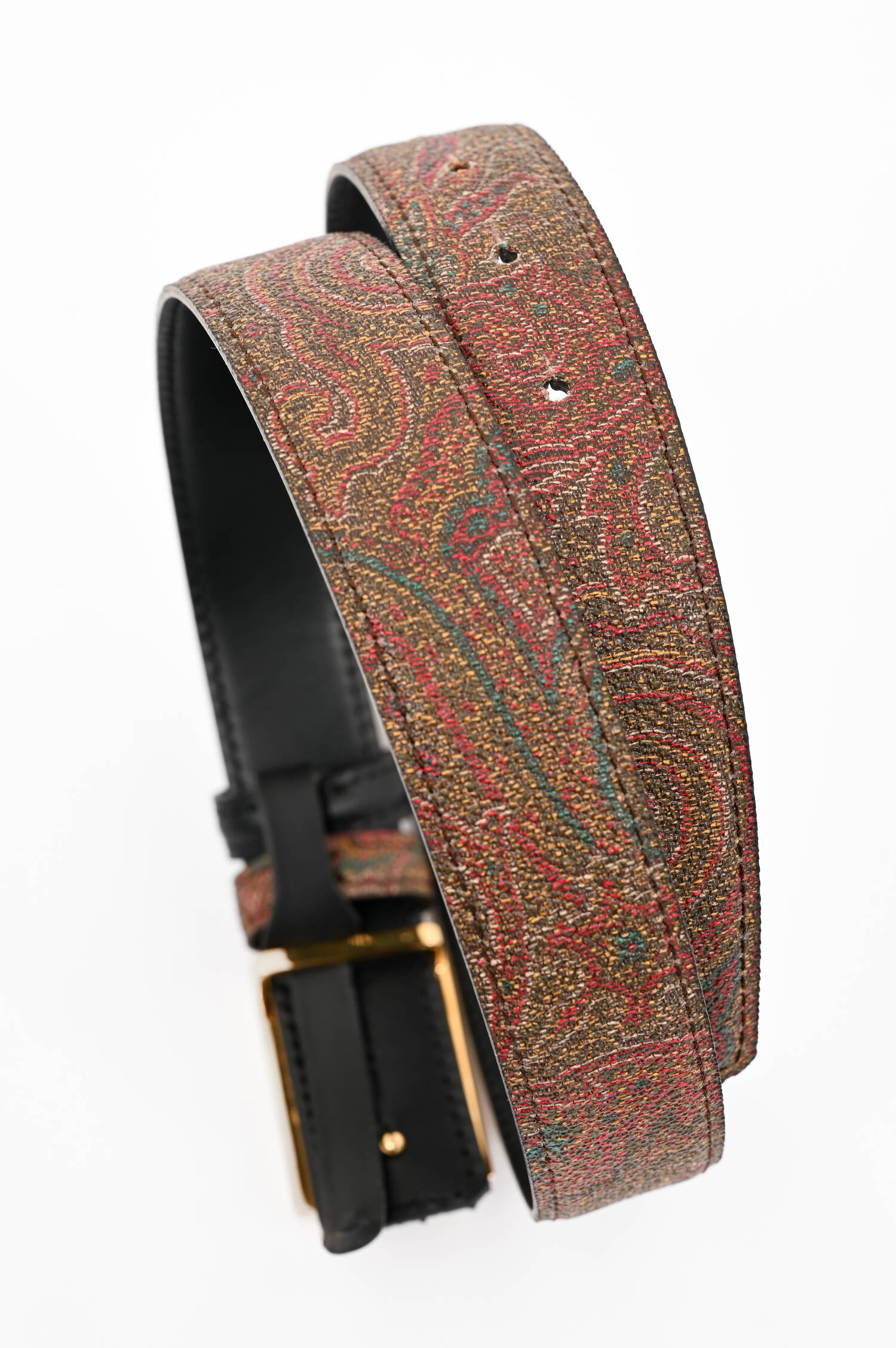 Ledergürtel mit E-Schließe in Rot/Braun