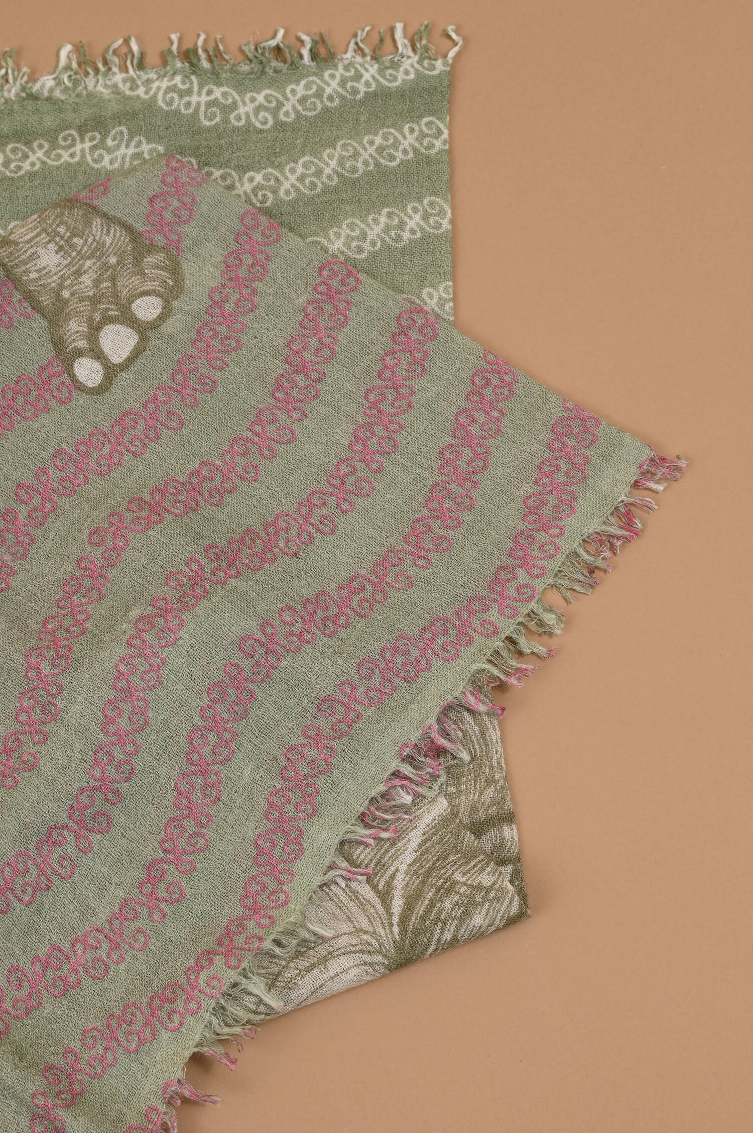 Cashmere-Seiden Mix Schal in Grün gemustert