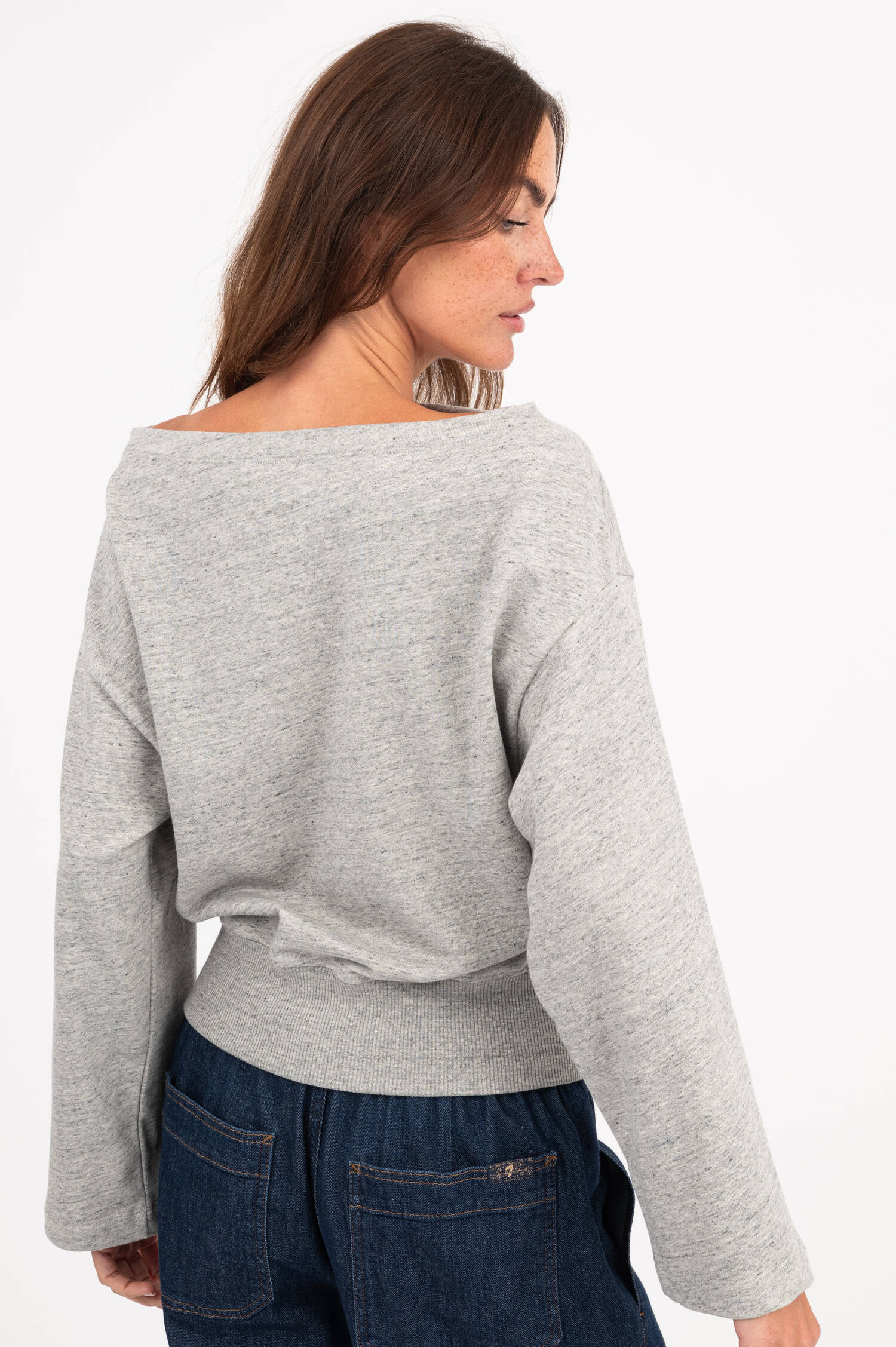 Off-Shoulder Sweater in Grau meliert Off-Shoulder Sweater in Grau meliert