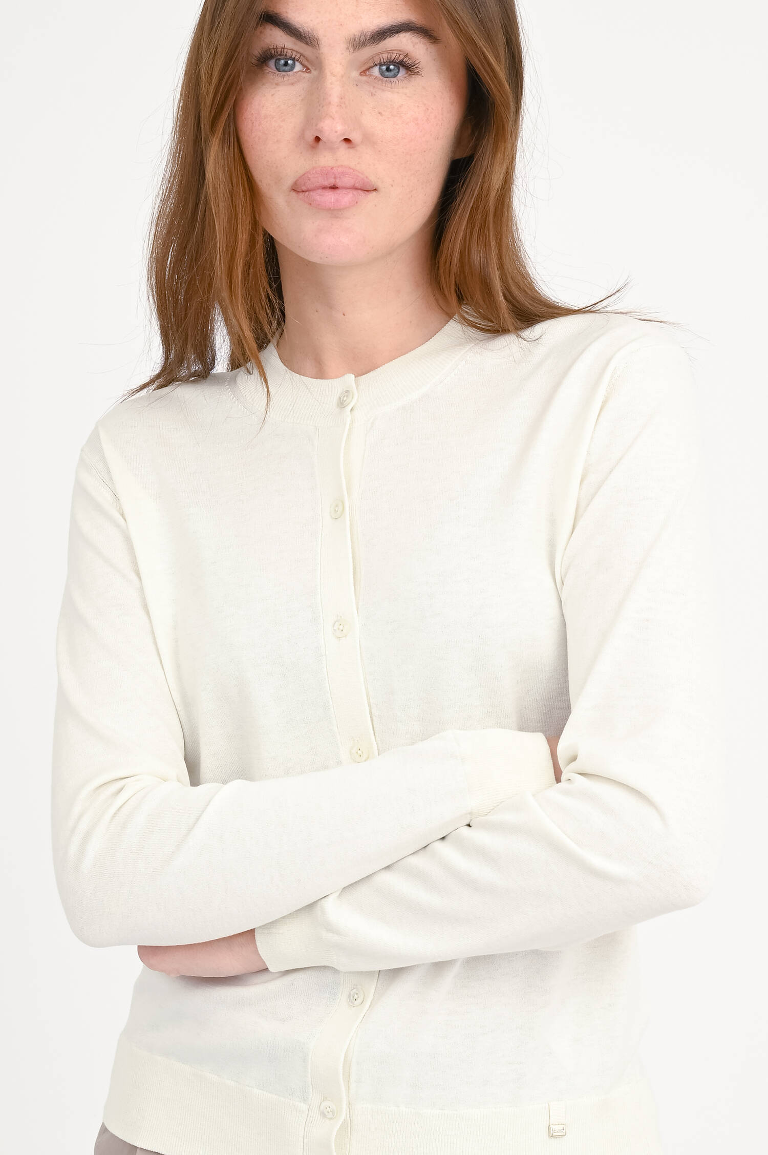 Cardigan aus Baumwoll-Seide-Mix in Panna