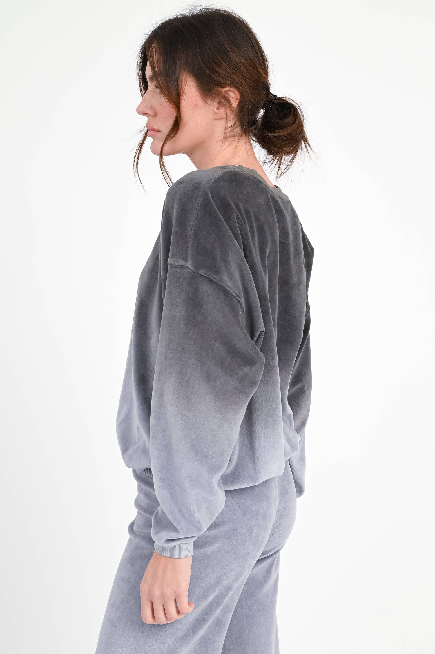 Velvet Sweatshirt MARYLAND in Grau/Blau