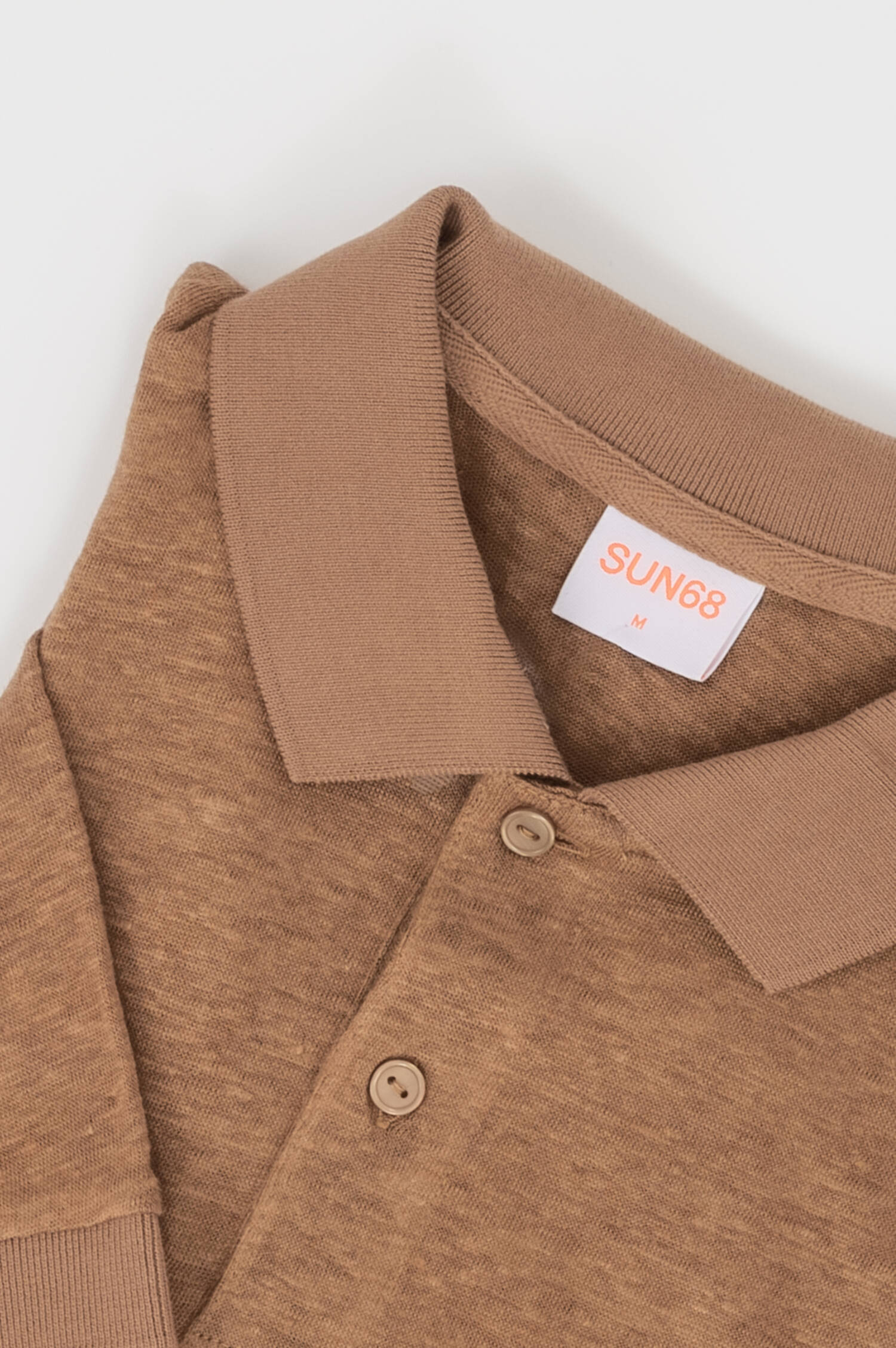 Poloshirt aus Leinen in Braun