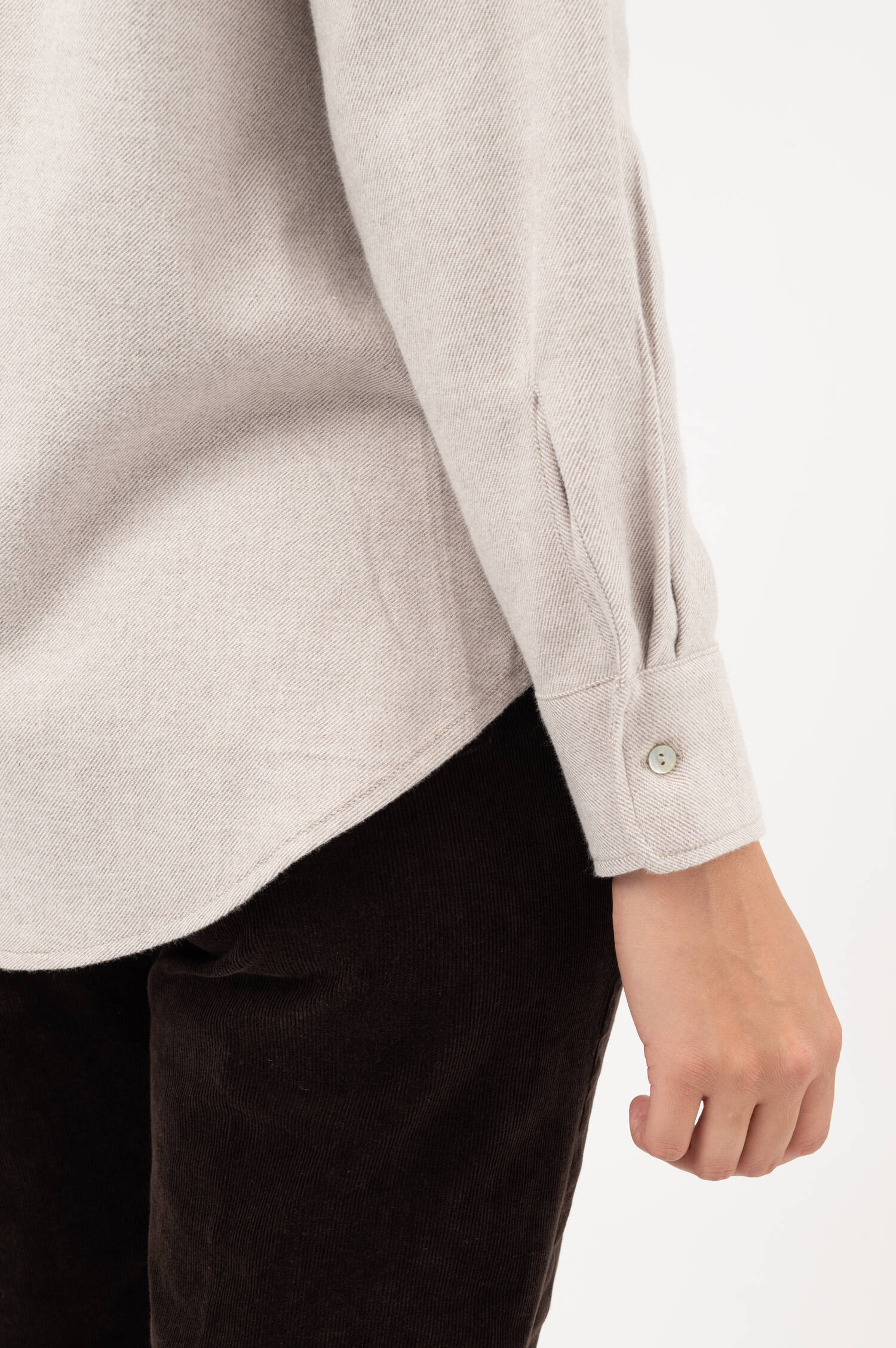 Weiche Baumwollbluse mit Streifen in Weiß/Grau Weiche Baumwollbluse mit Streifen in Weiß/Grau