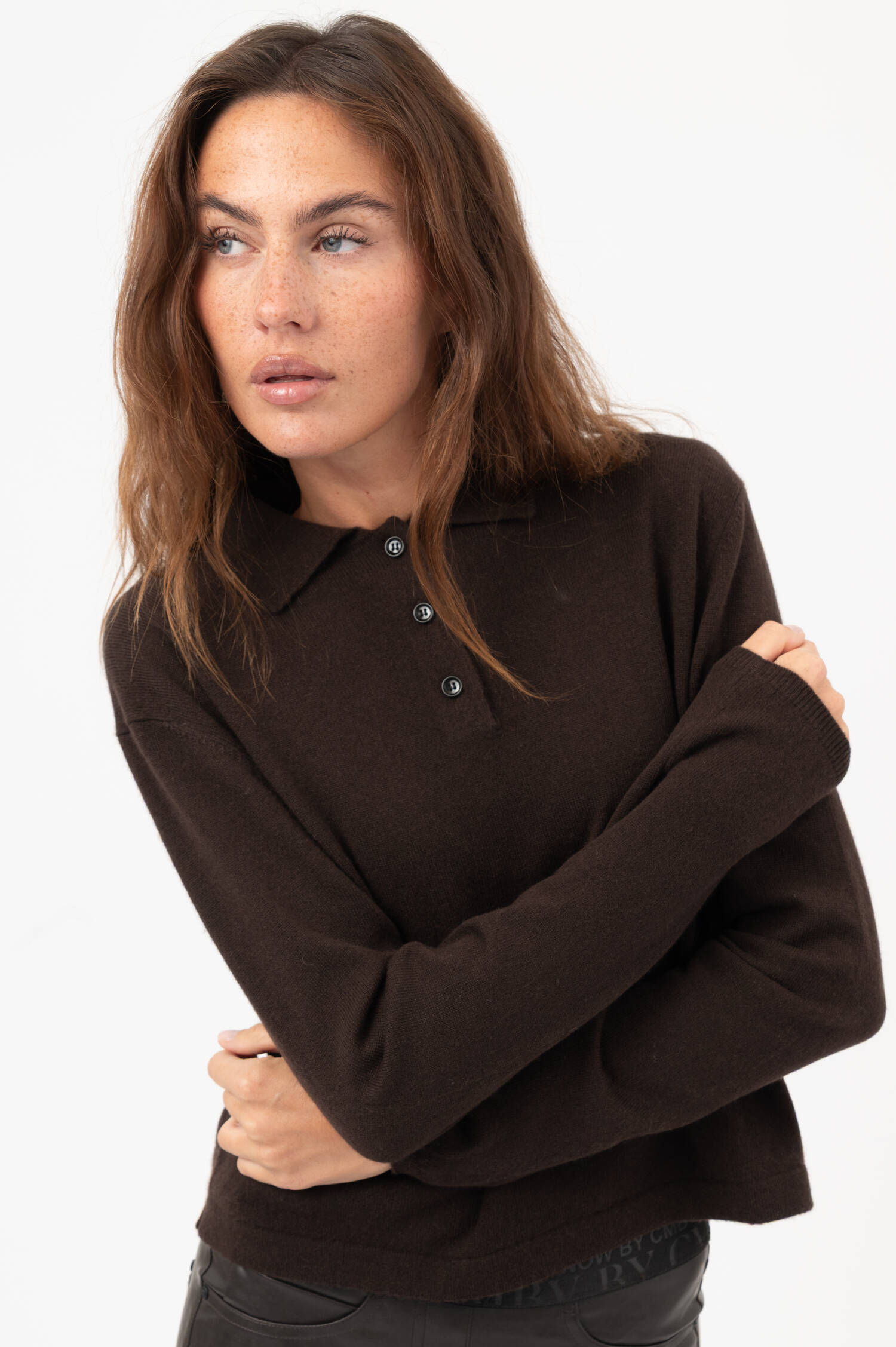 Cashmere-Polo-Pullover in Braun Cashmere-Polo-Pullover in Braun