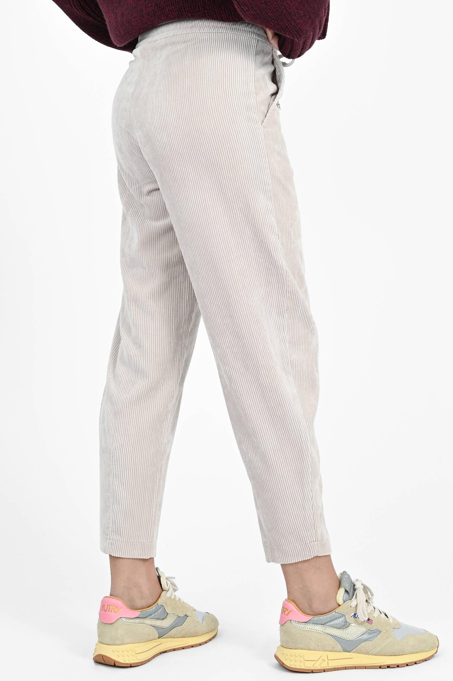 Cordhose mit doppeltem Bund in Milky Moon