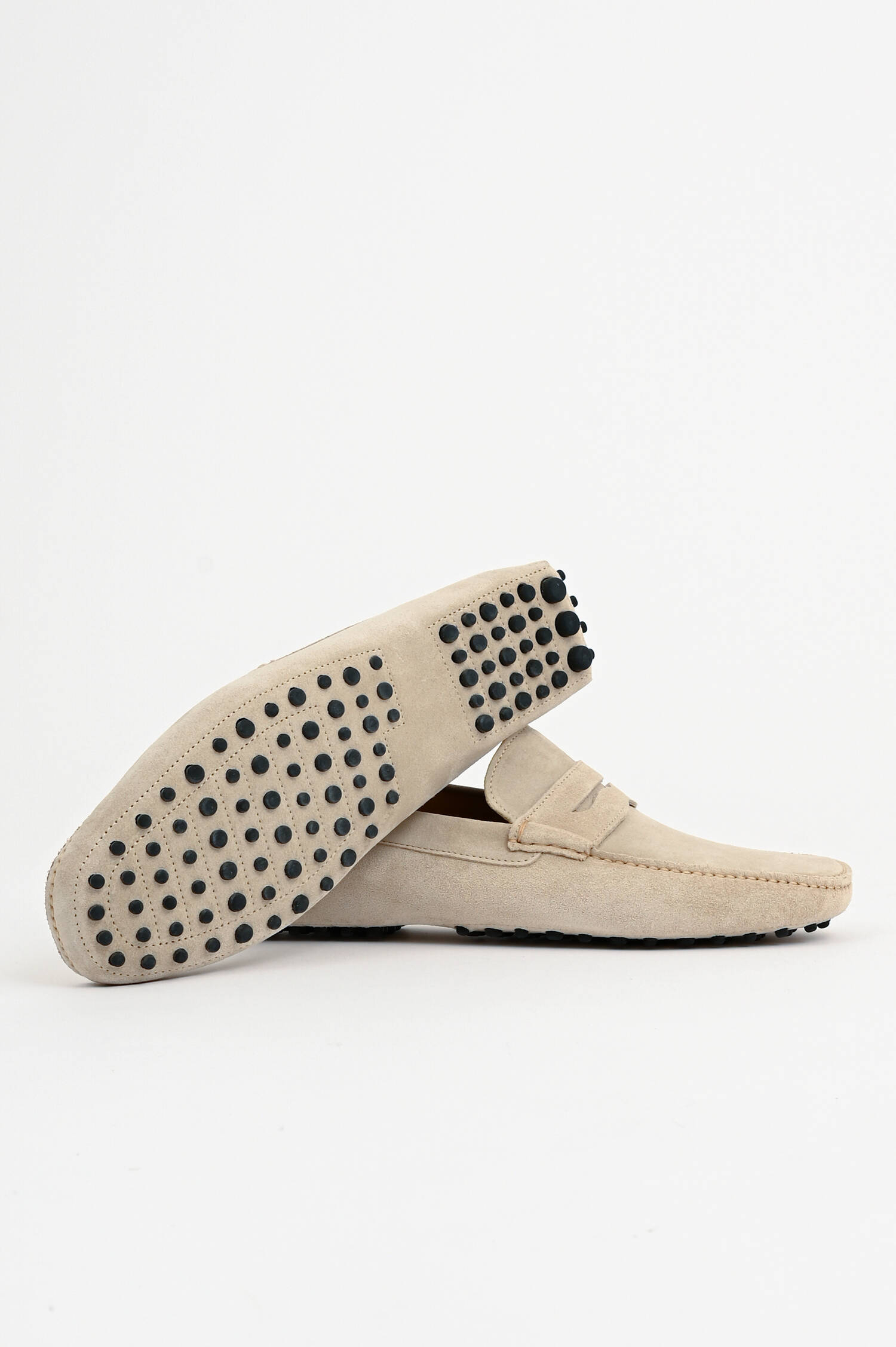 Mokassins aus Veloursleder in Sand