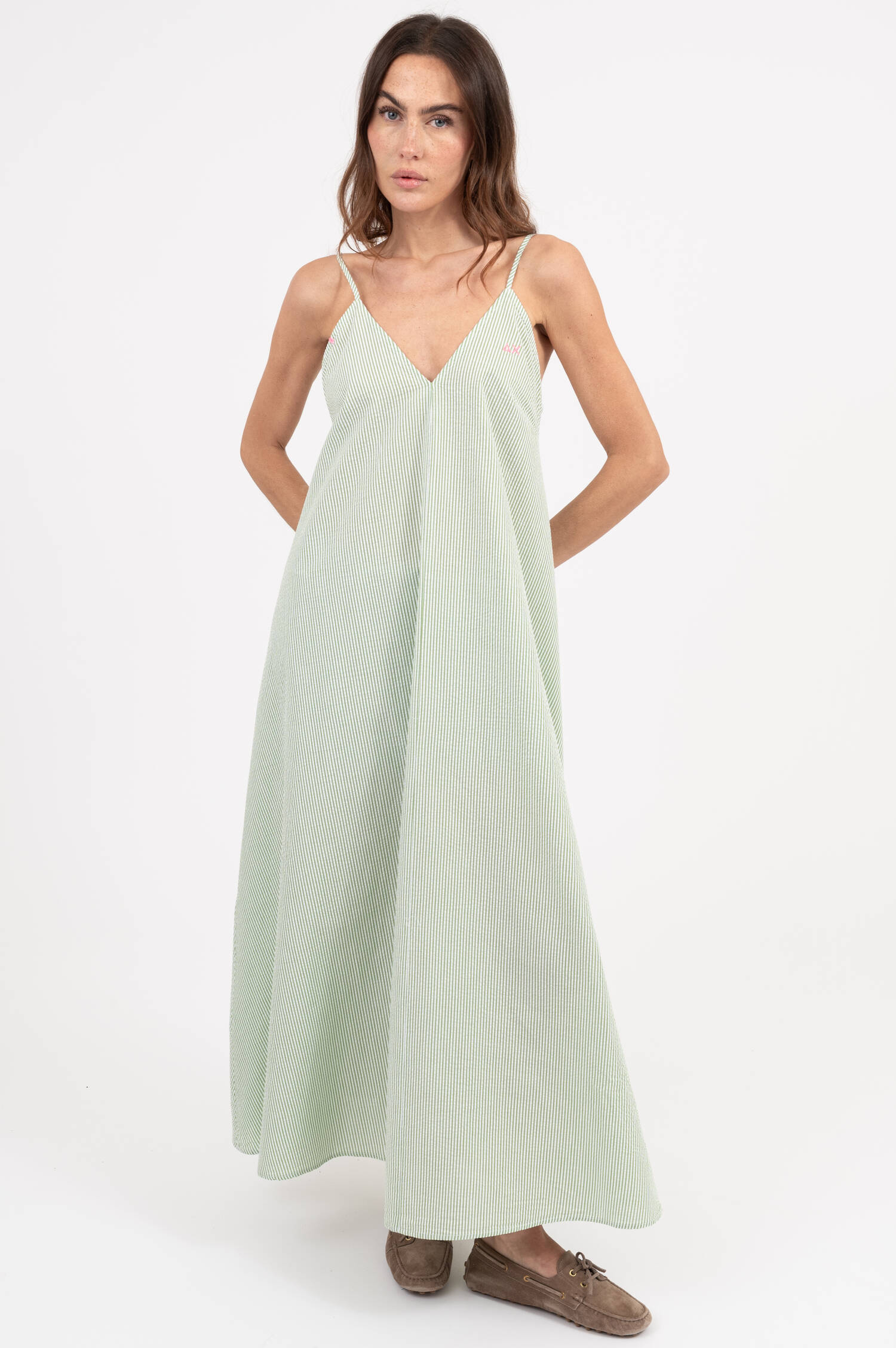 Sommerkleid in Grün/Weiß gestreift