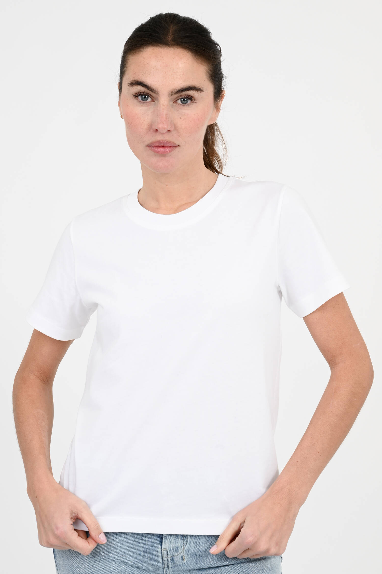 Basic T-Shirt mit Backprint in Weiß