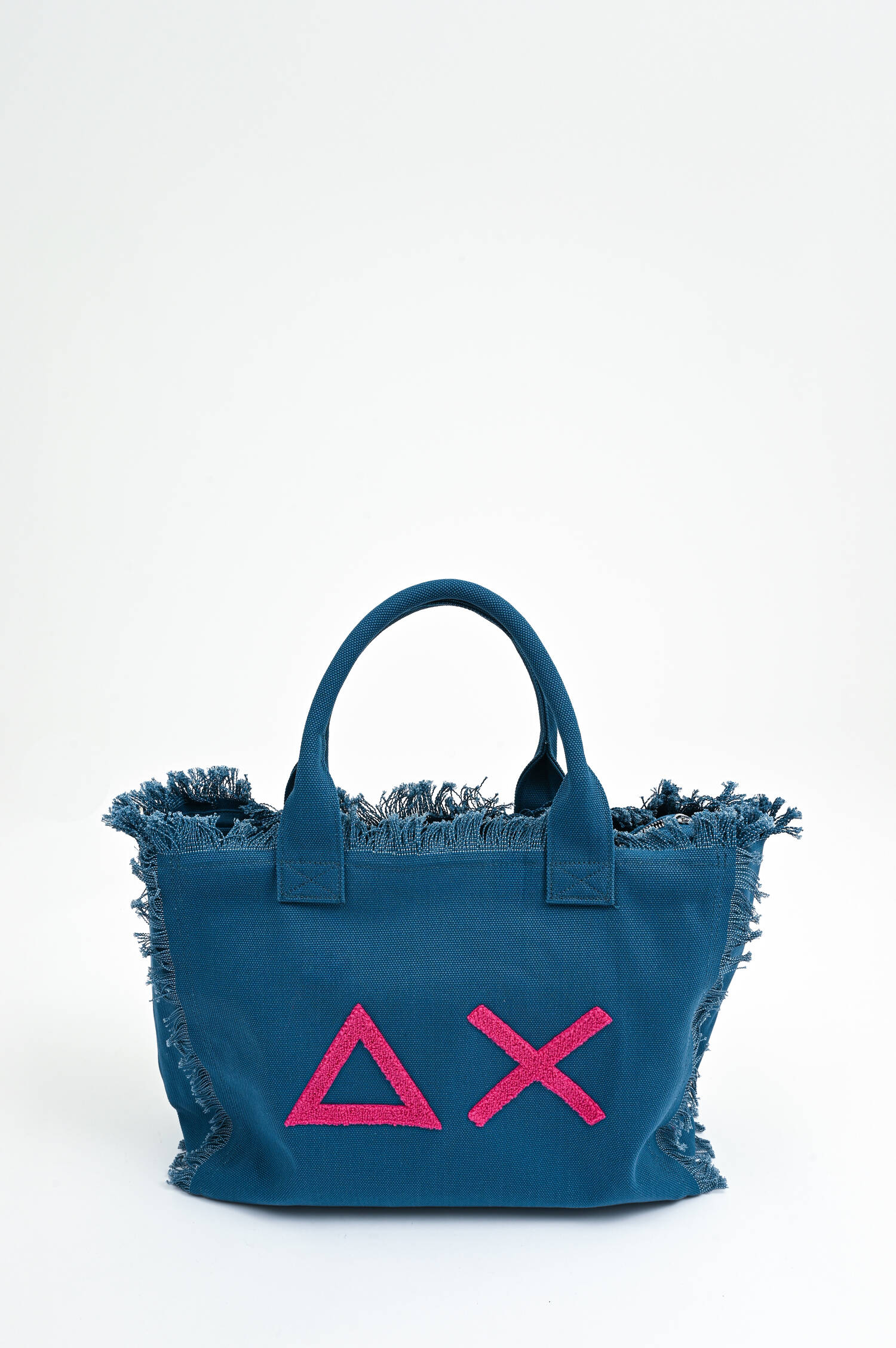 Medium Canvas Tote mit Fransen in Blau