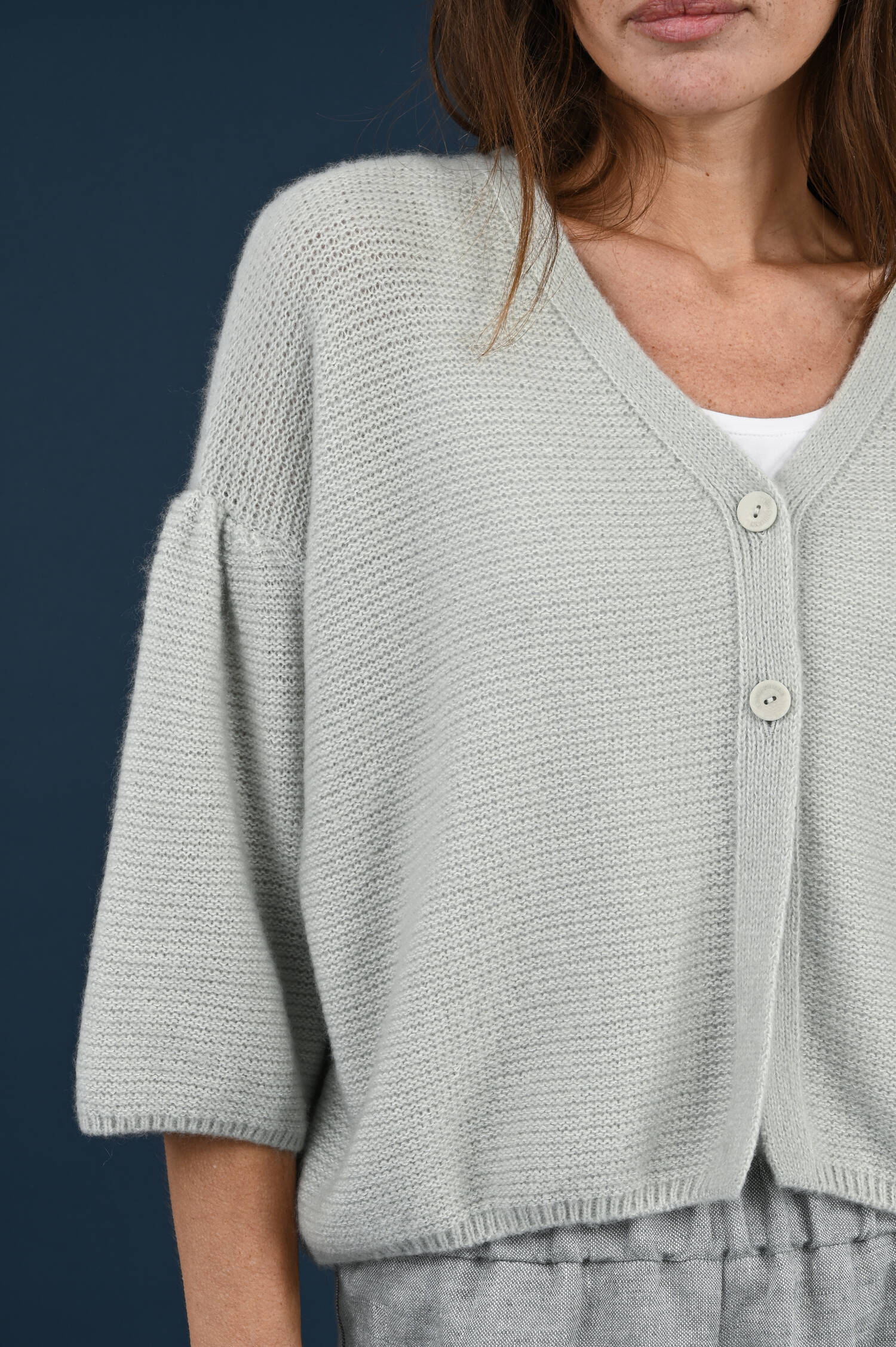 Baumwoll/Cashmere Strickweste in Salbei Baumwoll/Cashmere Strickweste in Salbei