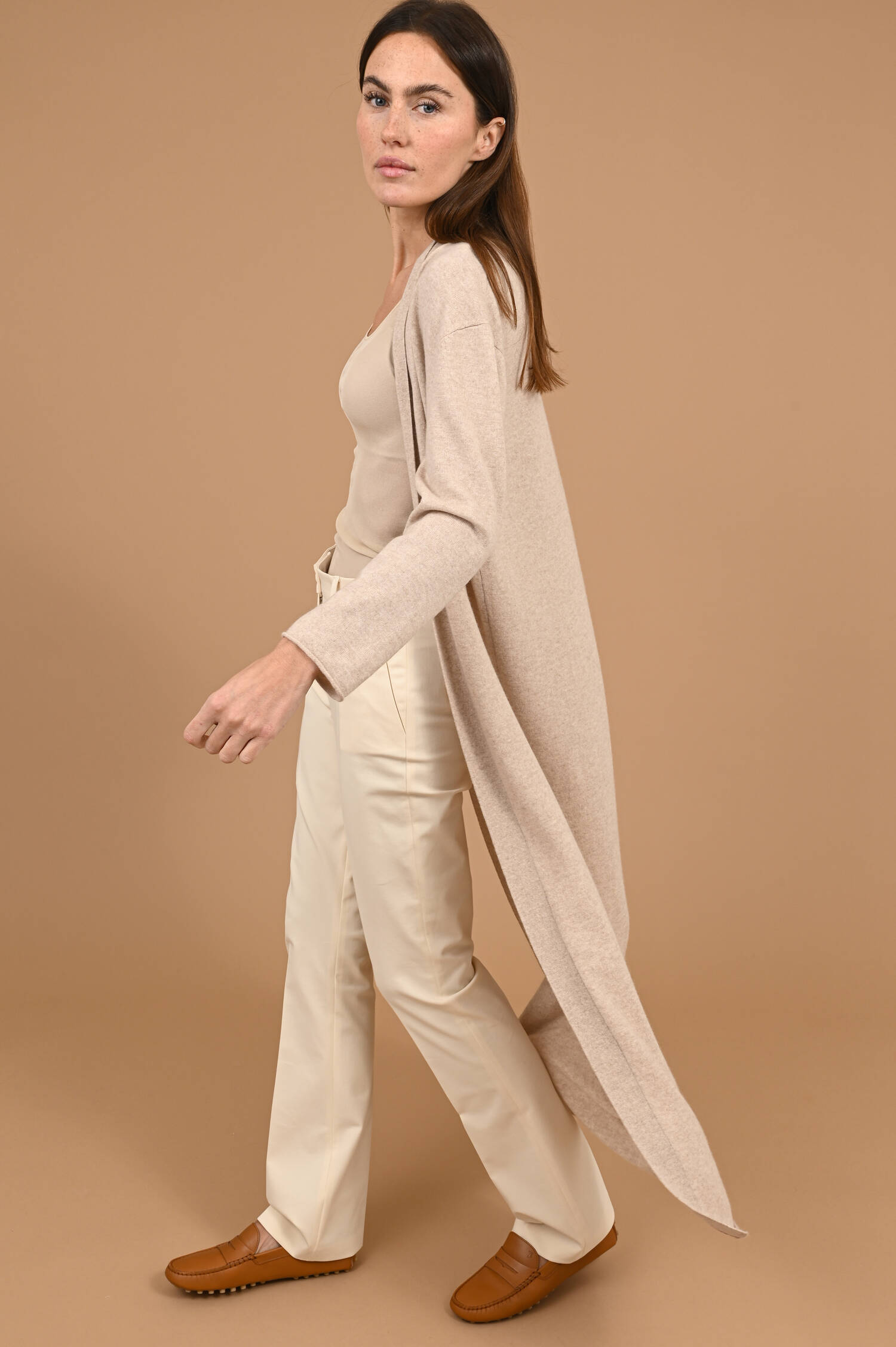 Cardigan aus Wolle/Cashmere in Sandbeige