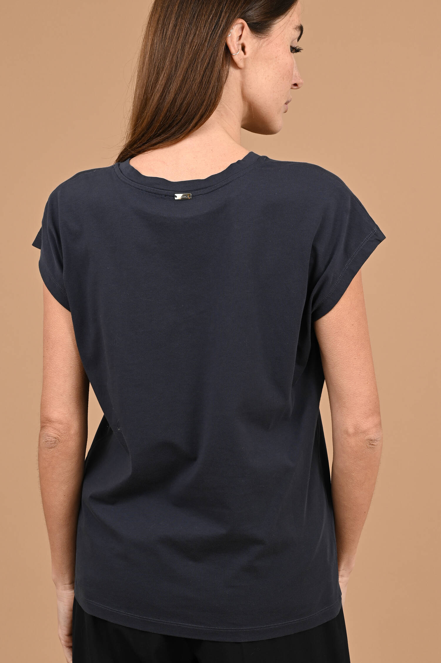T-Shirt mit Strasssteinen in Navyblau