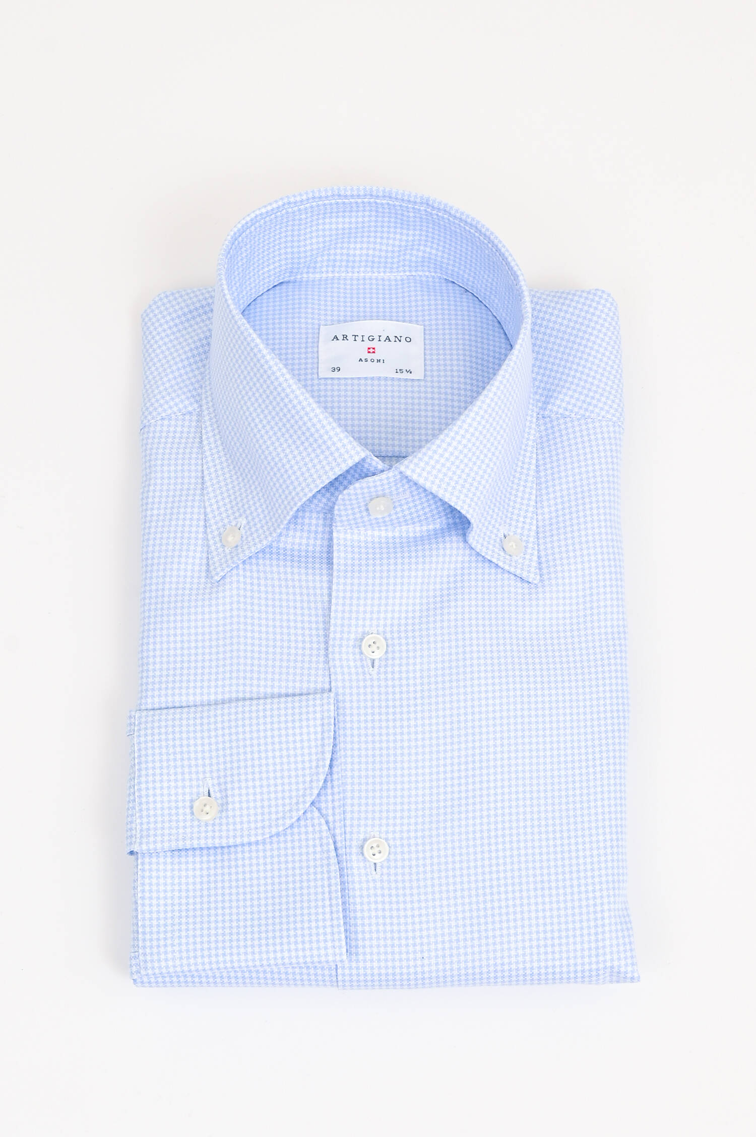 Hahnentritt Hemd in Hellblau/Weiß Hahnentritt Hemd in Hellblau/Weiß