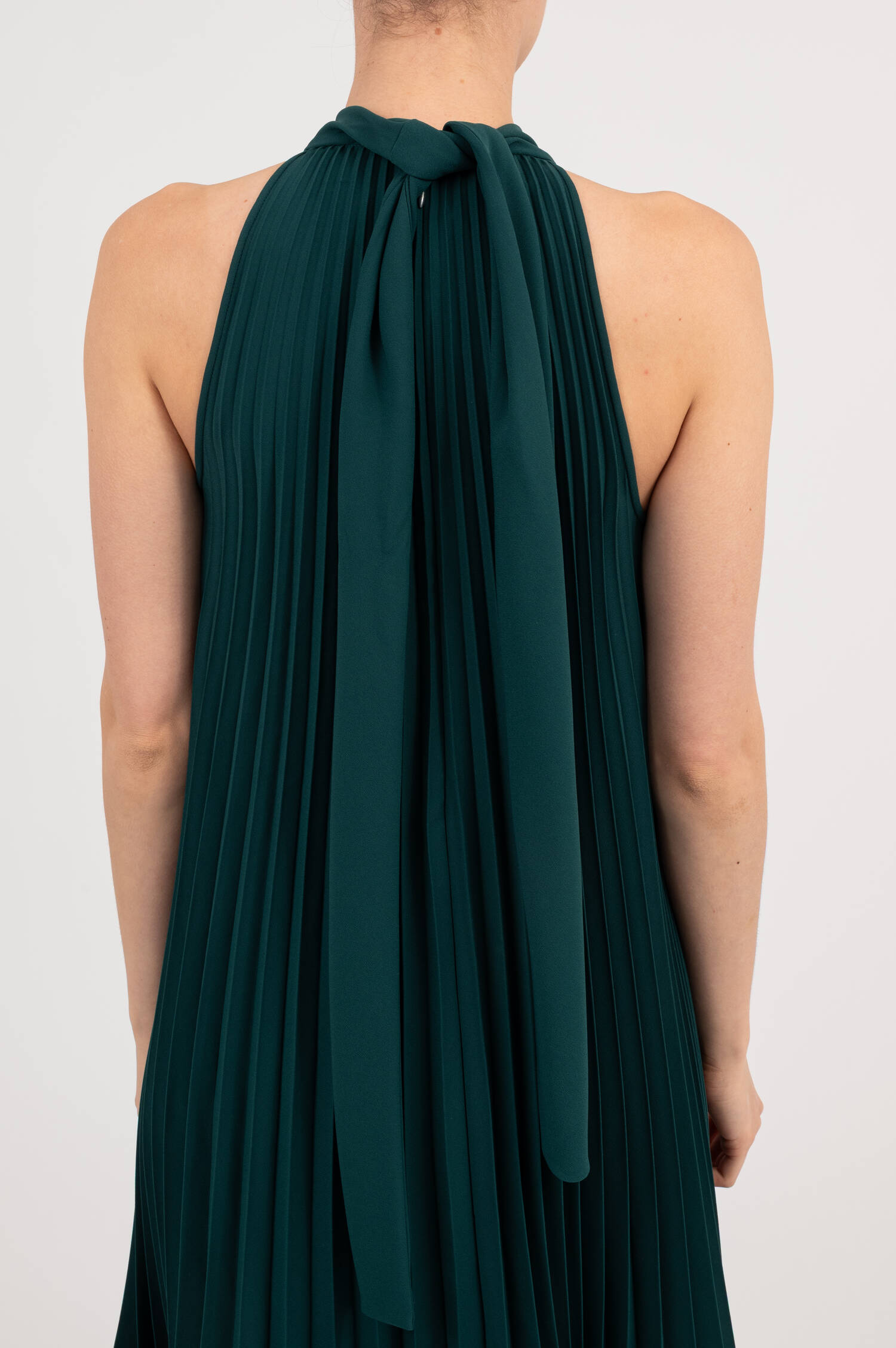 Plissee Kleid in Dunkelgrün