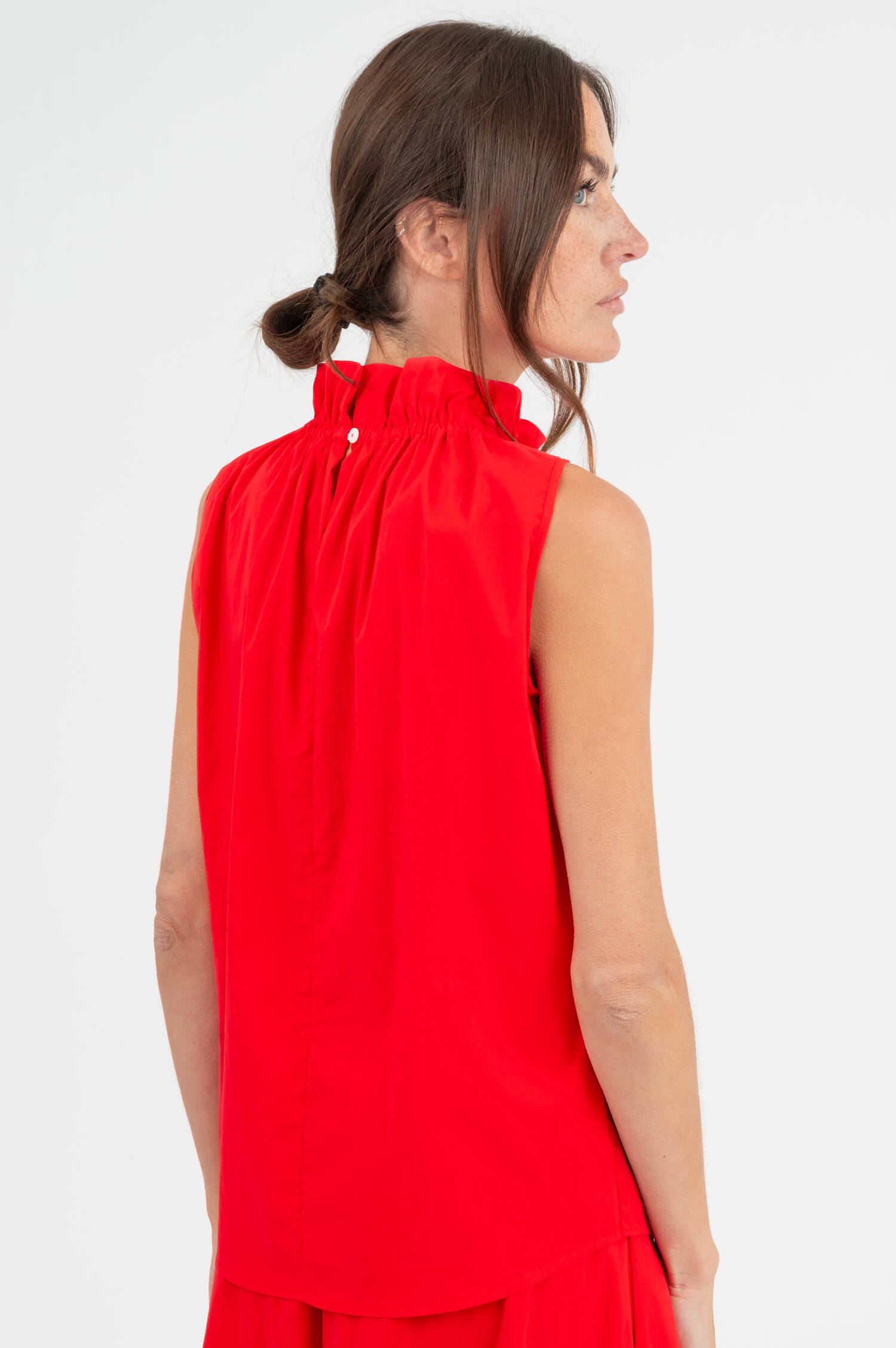 Popeline Blusentop in Rot Popeline Blusentop in Rot