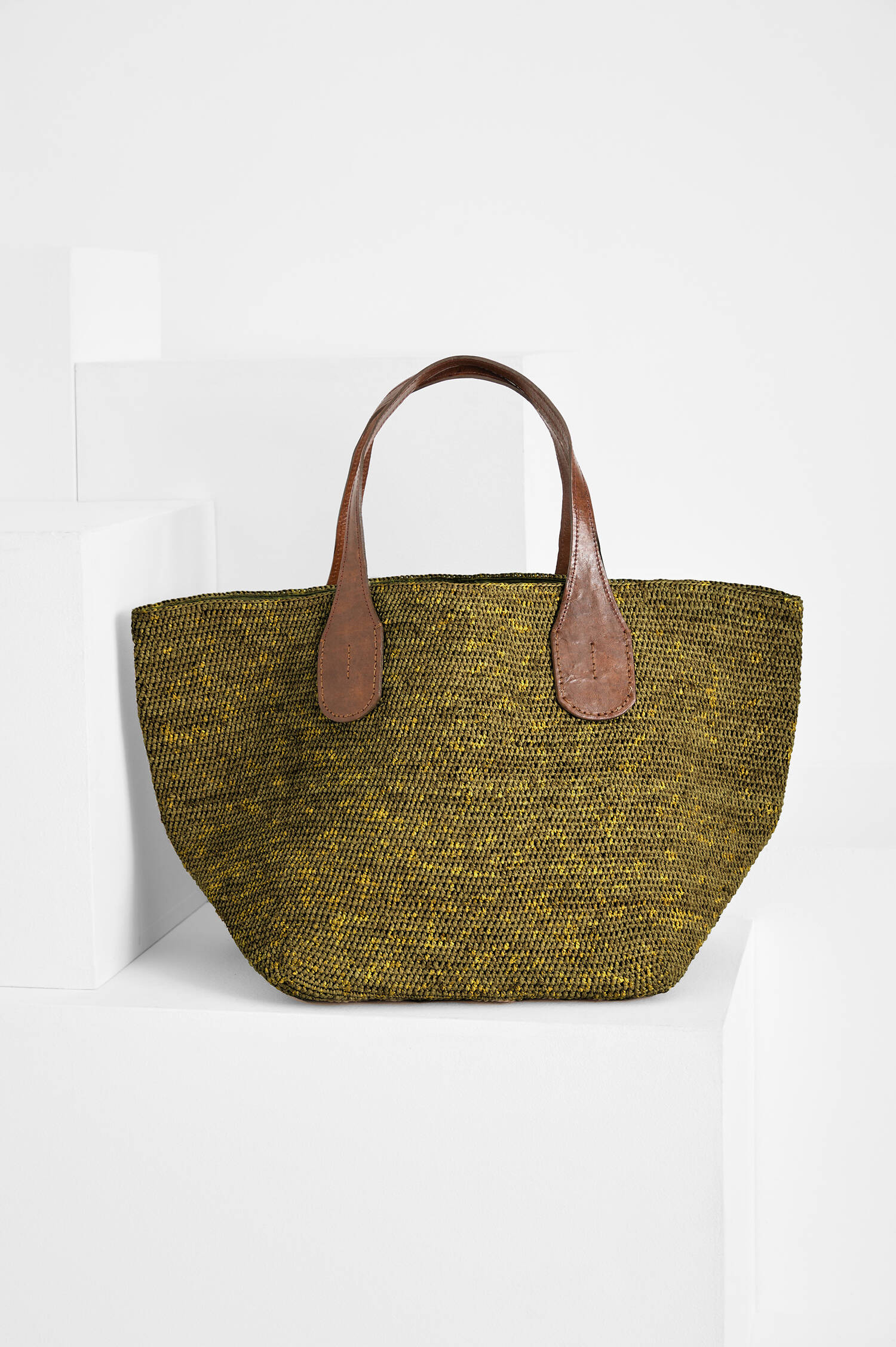 Shopper TOKYO II mit Lederriemen in Savane