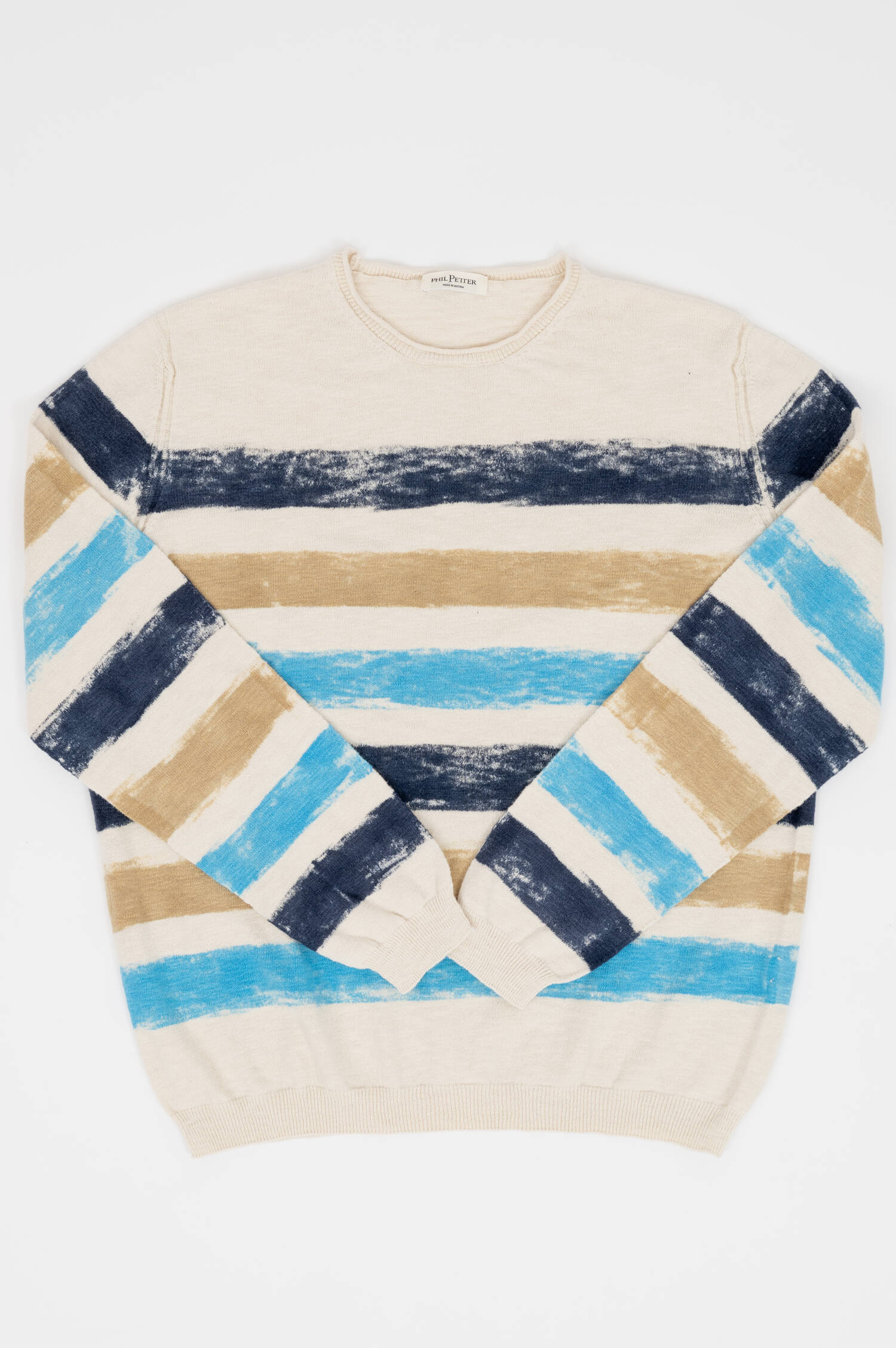 Strickpullover mit Streifen in Natur