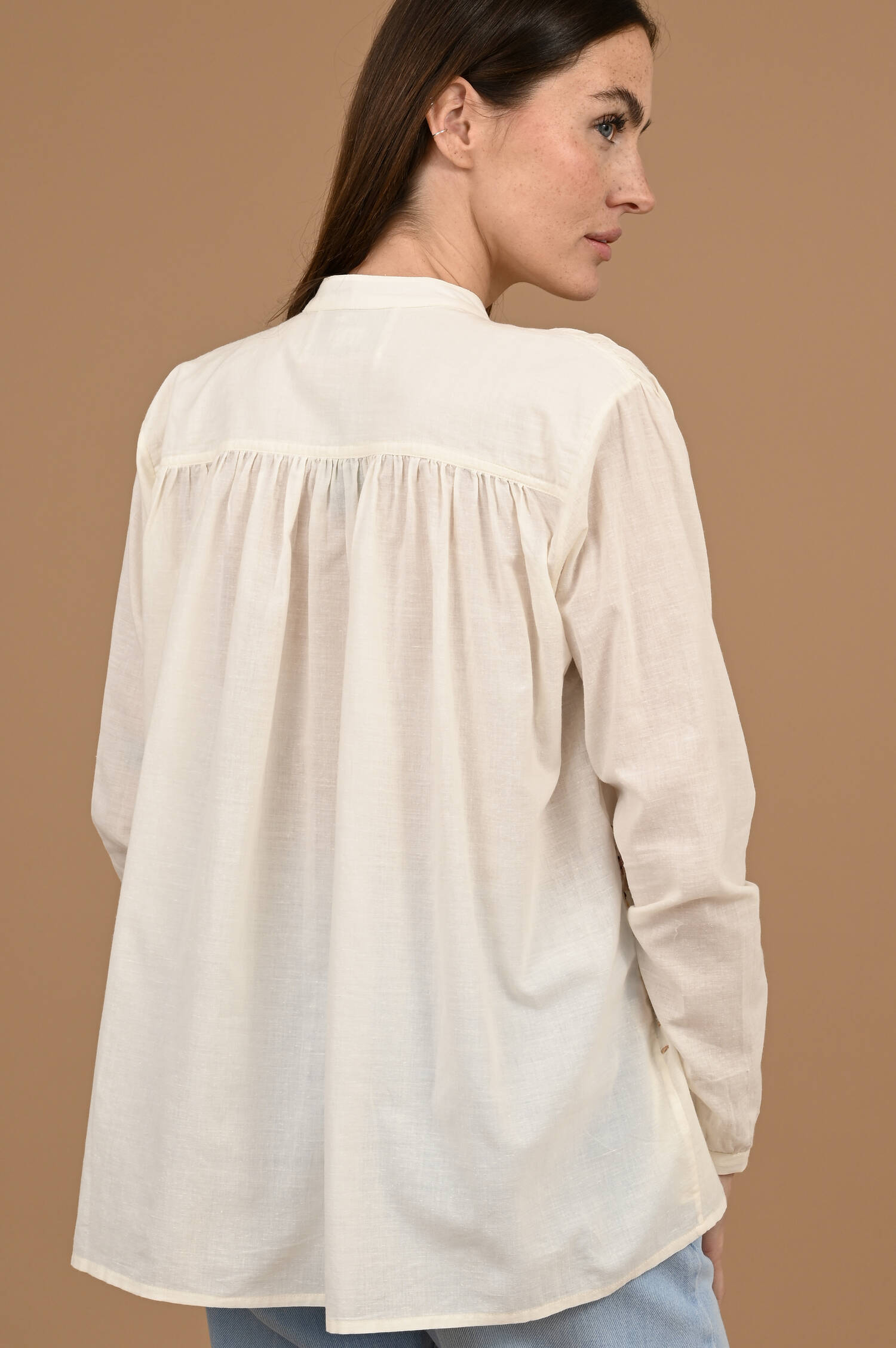 Bluse NATHALIE mit Strandaufstick in Naturbeige