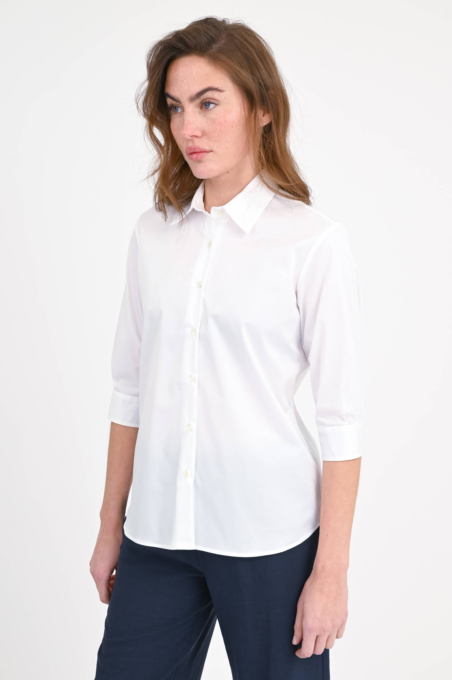 Klassische Bluse mit 3/4 Arm in Weiß