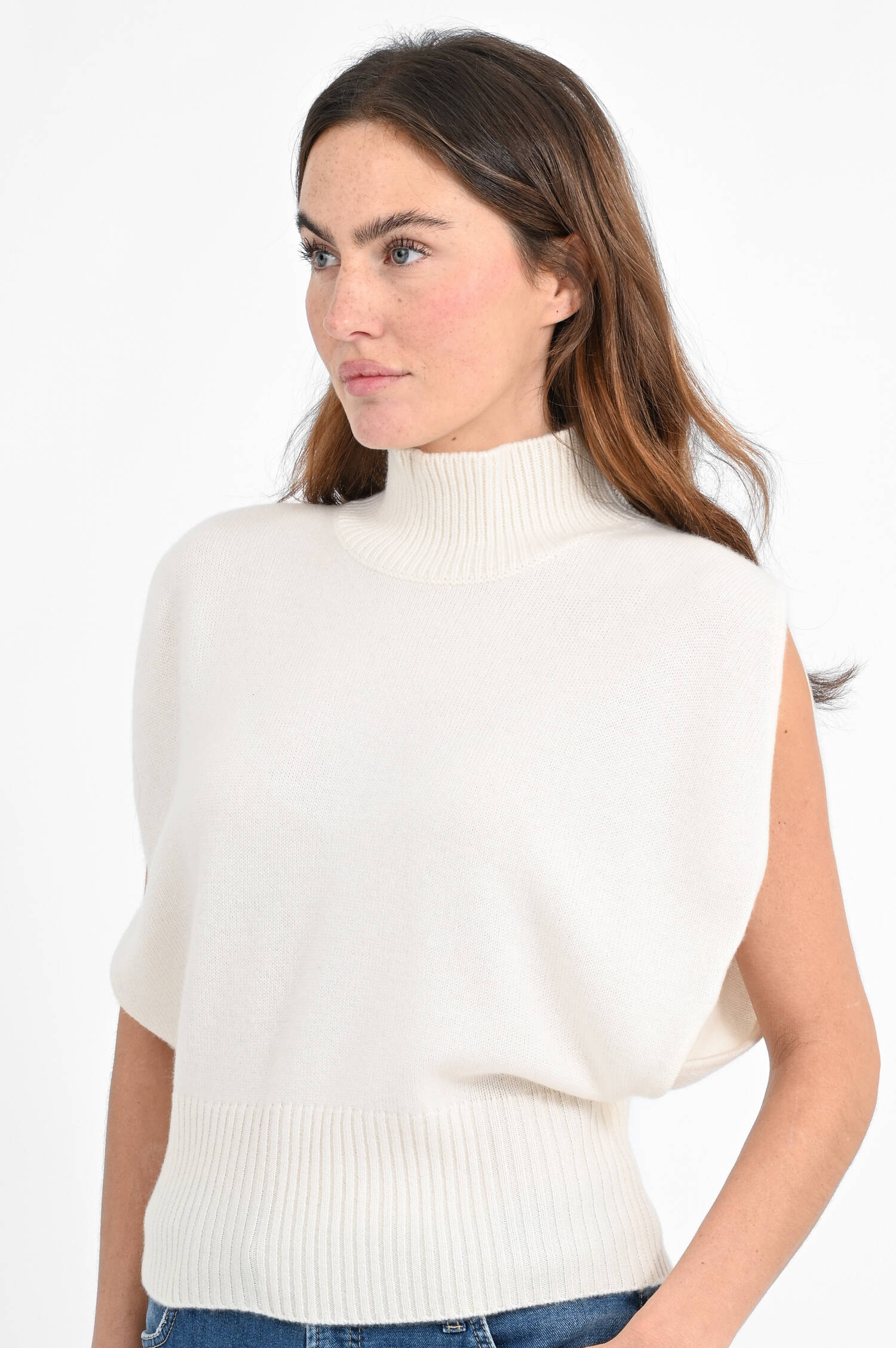 Cashmere-Pullunder ZAYA in Creme