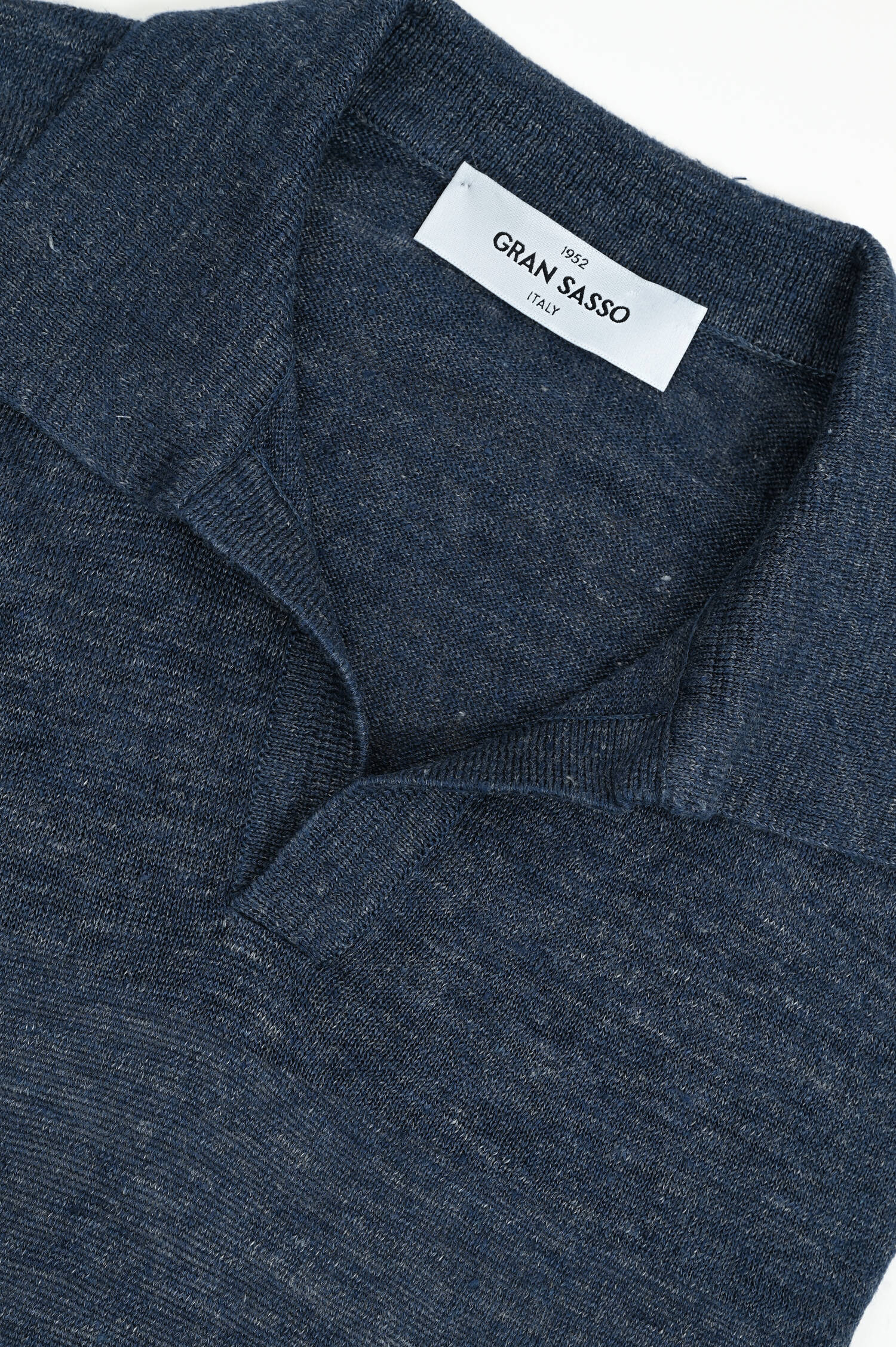 Leinen Polo in Navy meliert