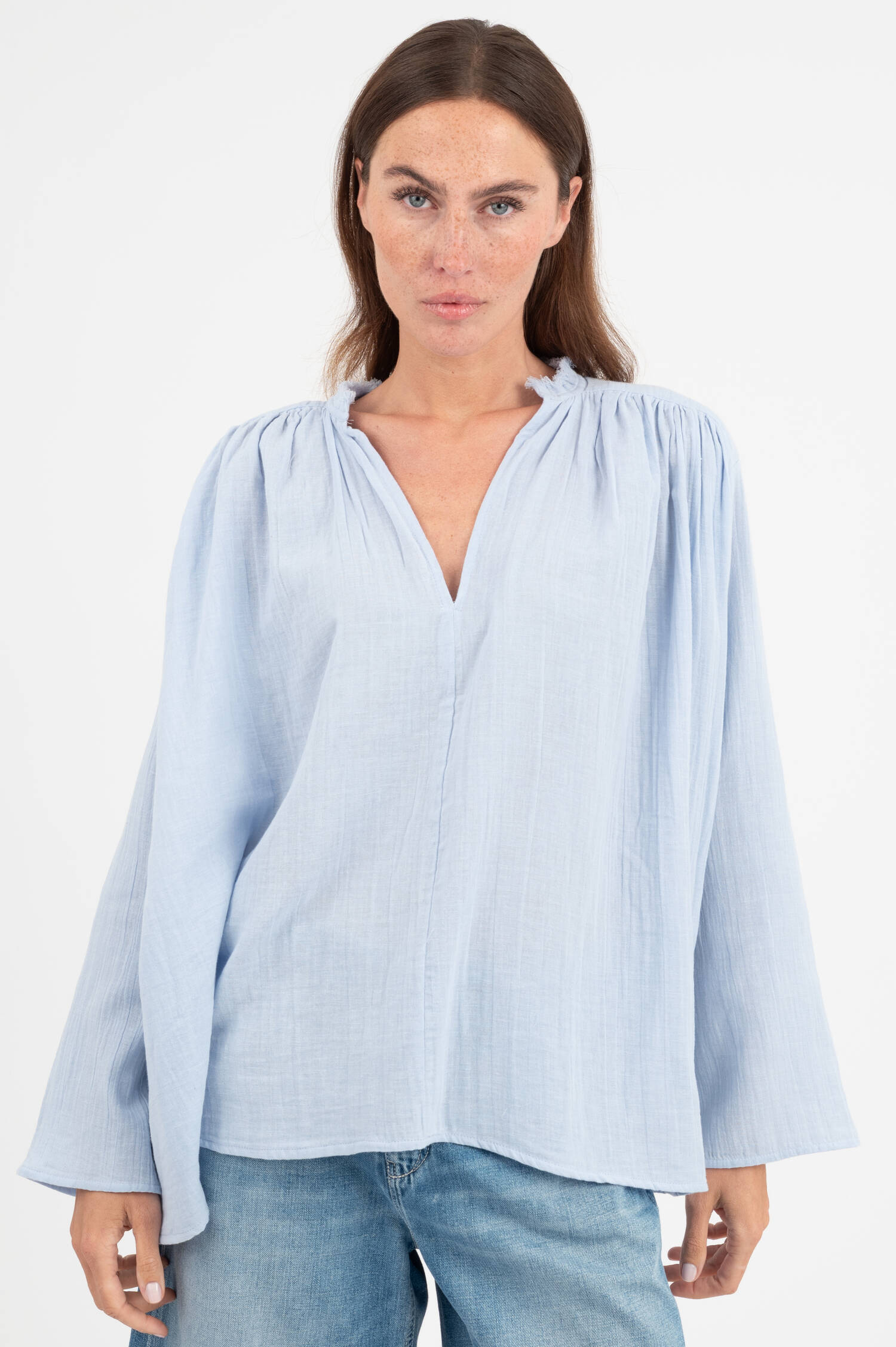 Musselin Bluse SENCHA in Hellblau