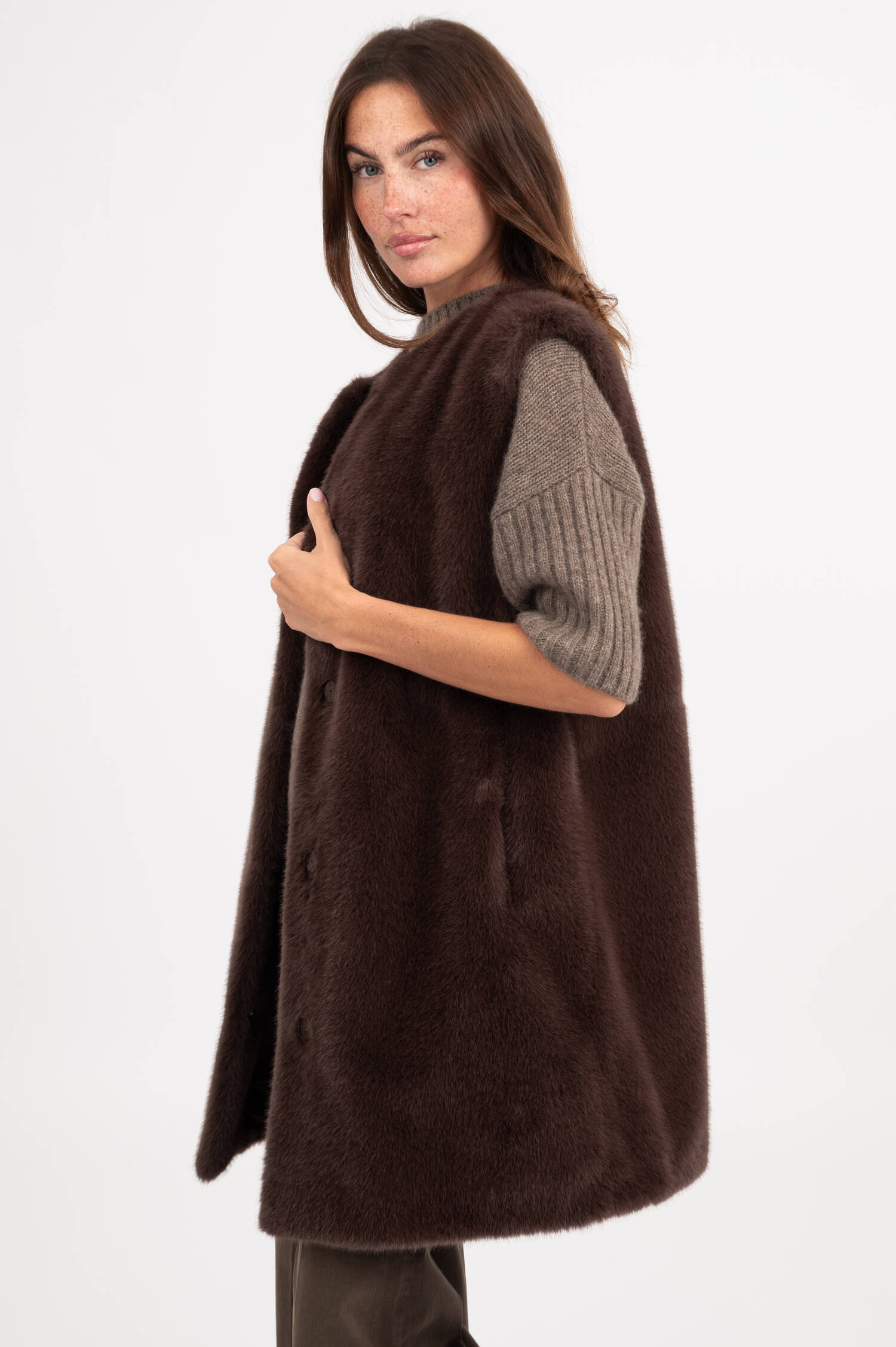 Faux Fur Weste in Beige Faux Fur Weste in Beige