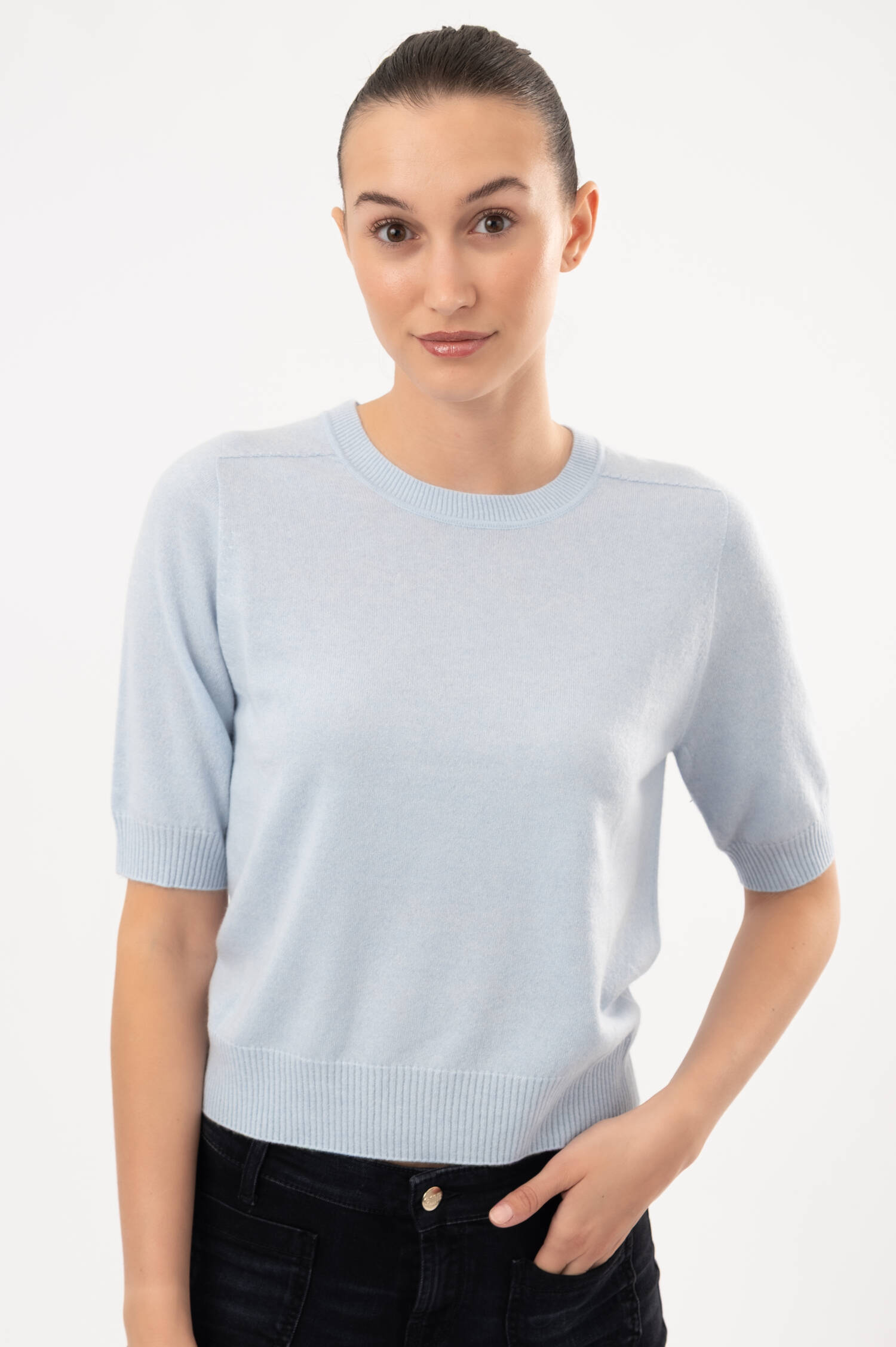 Cashmere-Strickshirt EVIE in Hellblau Cashmere-Strickshirt EVIE in Hellblau