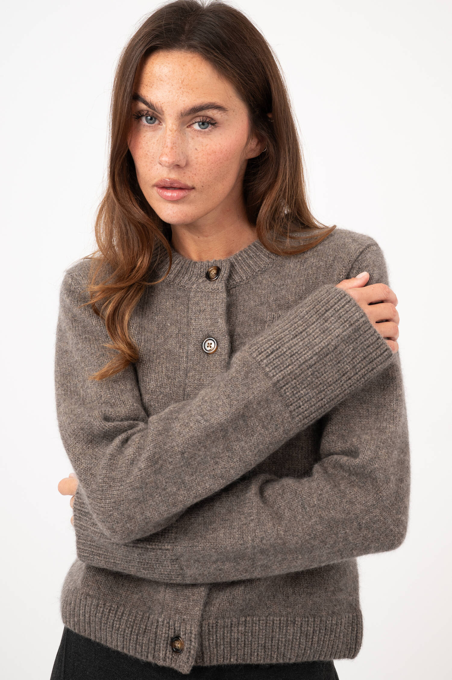 Woll-Cashmere-Cardigan LILLY in Graubraun Woll-Cashmere-Cardigan LILLY in Graubraun