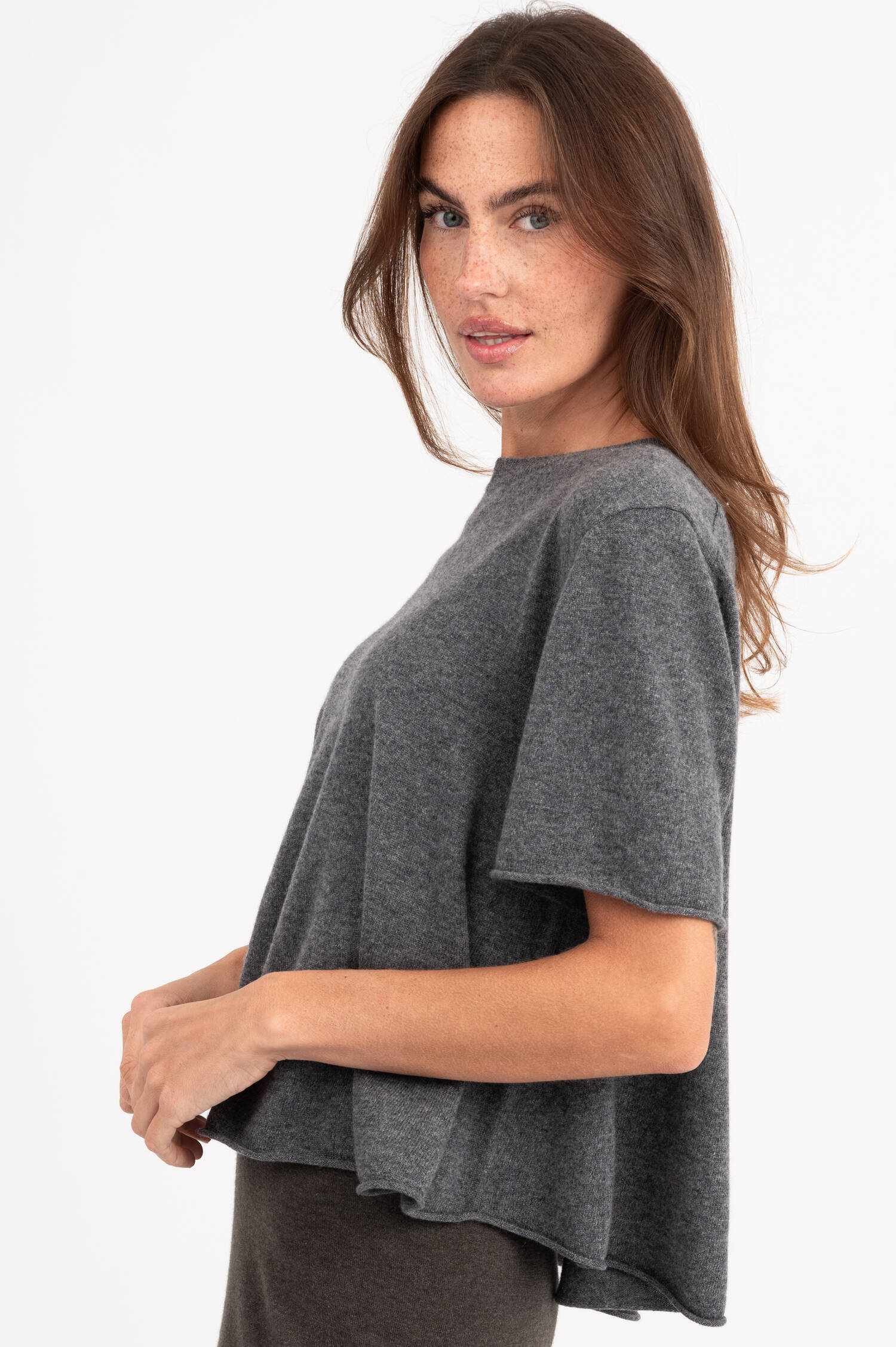 Cashmere T-Shirt LIRU in Grau meliert Cashmere T-Shirt LIRU in Grau meliert