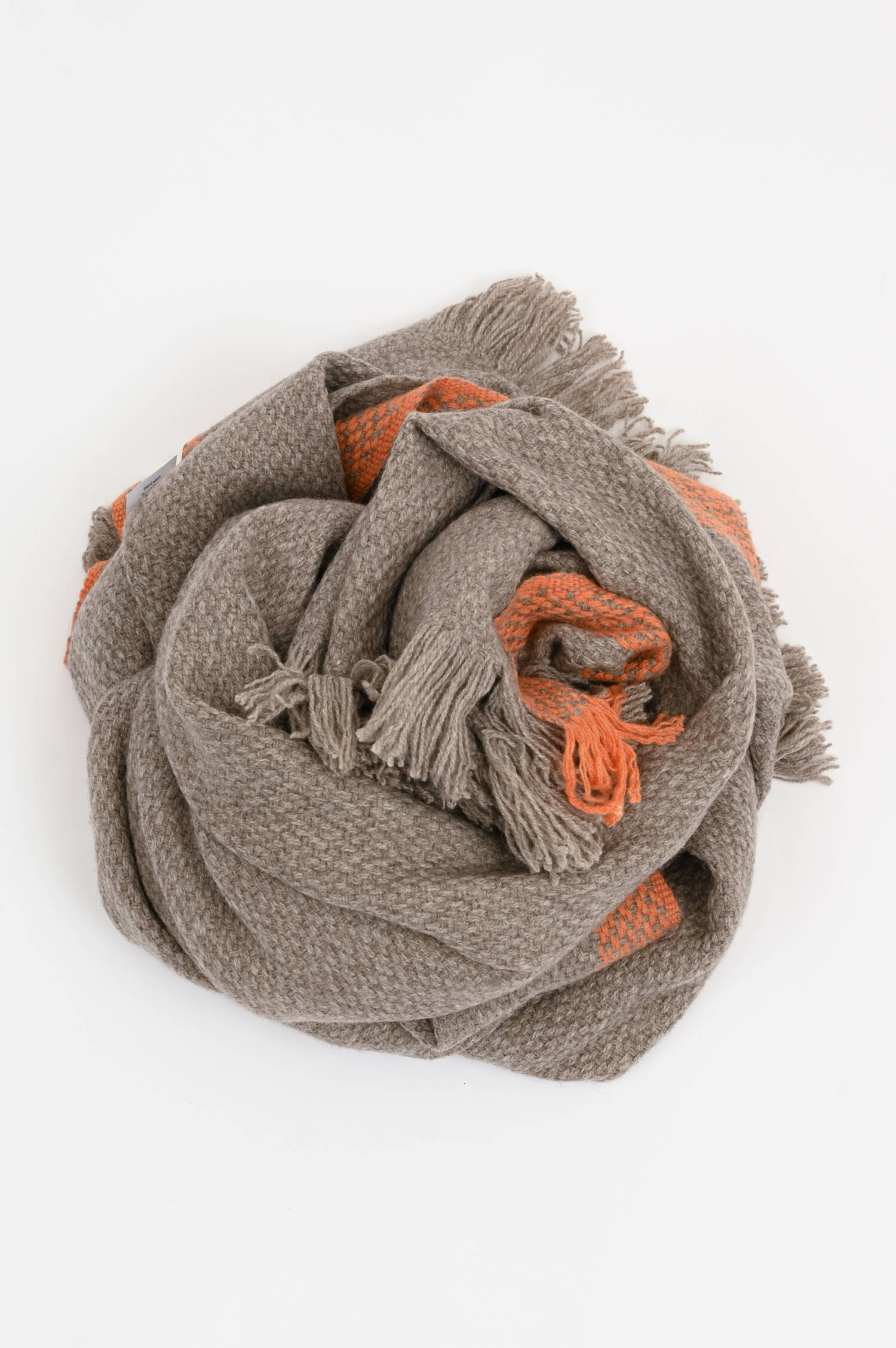 Schal mit Kontrastbordüre in Taupe/Orange