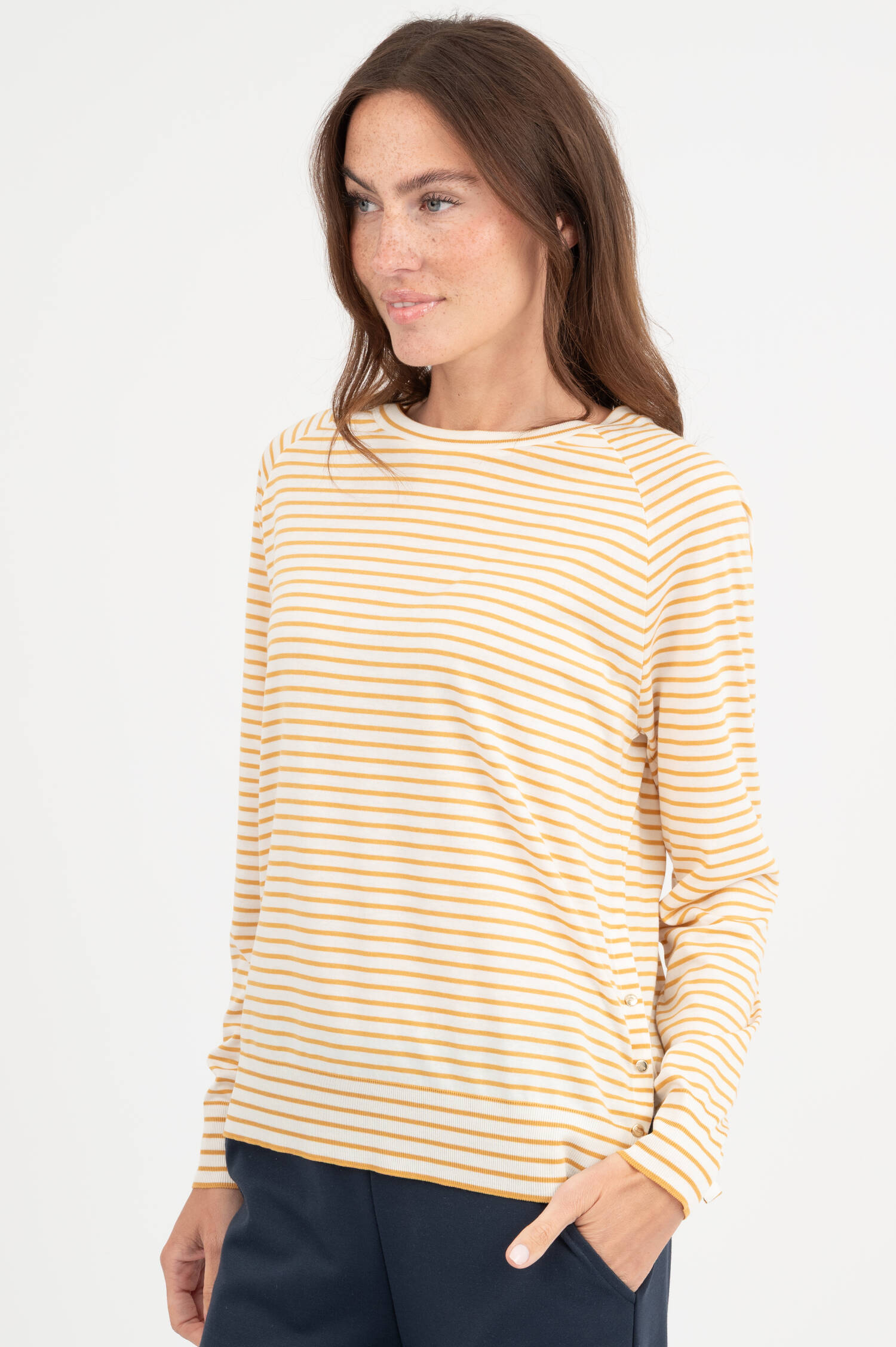 Langarm Ringelshirt in Beige/Weiß Langarm Ringelshirt in Beige/Weiß