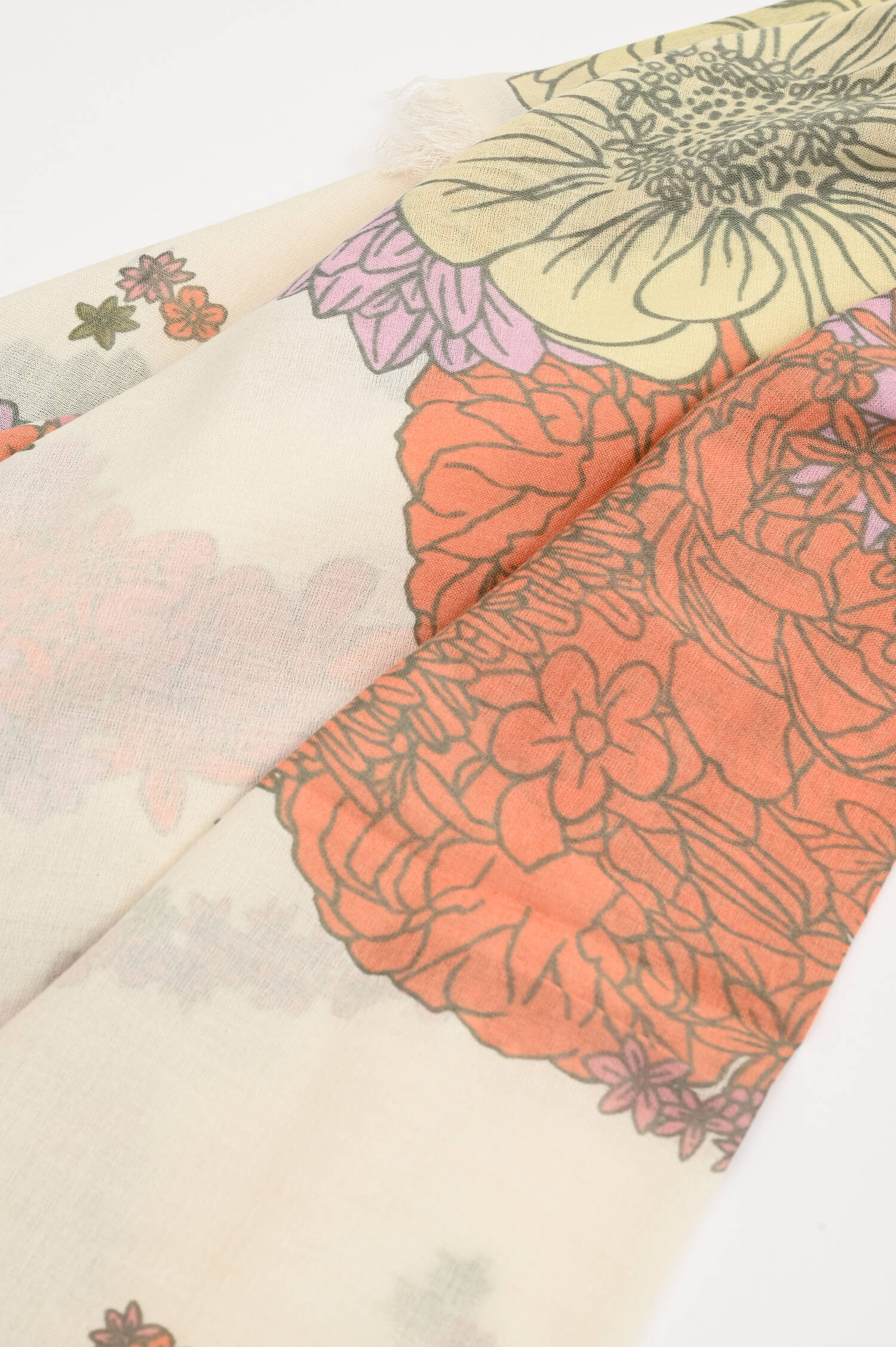 Cashmere-Seide-Schal MELEPHANT in Creme/Rosa/Multi