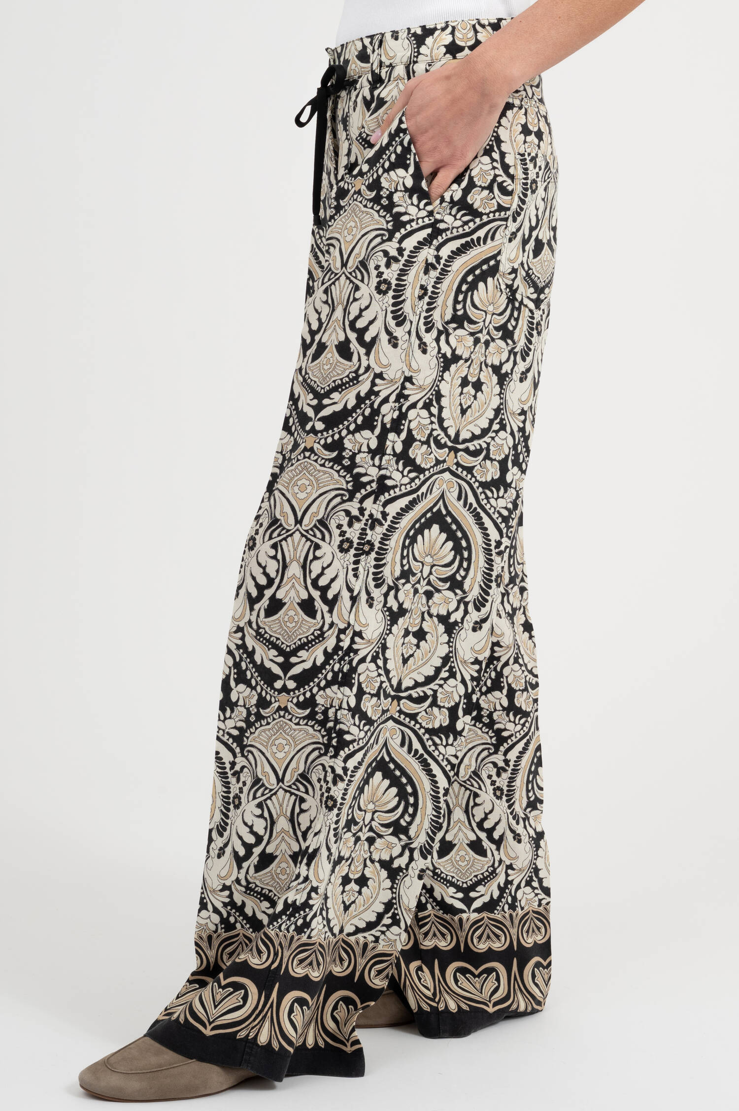 Hose ADRIENNE in Schwarz/Creme
