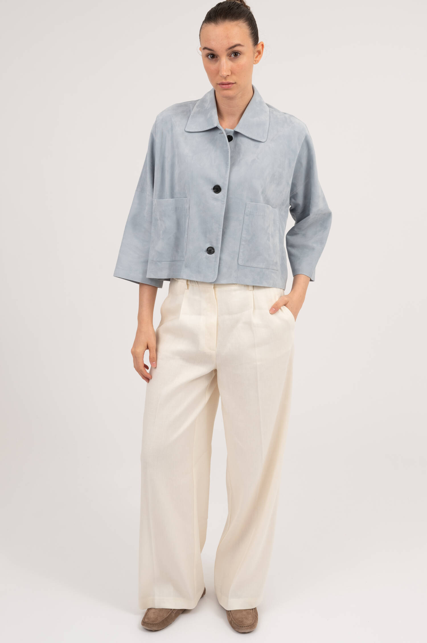 Suede Lederjacke ZHOU in VIntageblau Suede Lederjacke ZHOU in VIntageblau