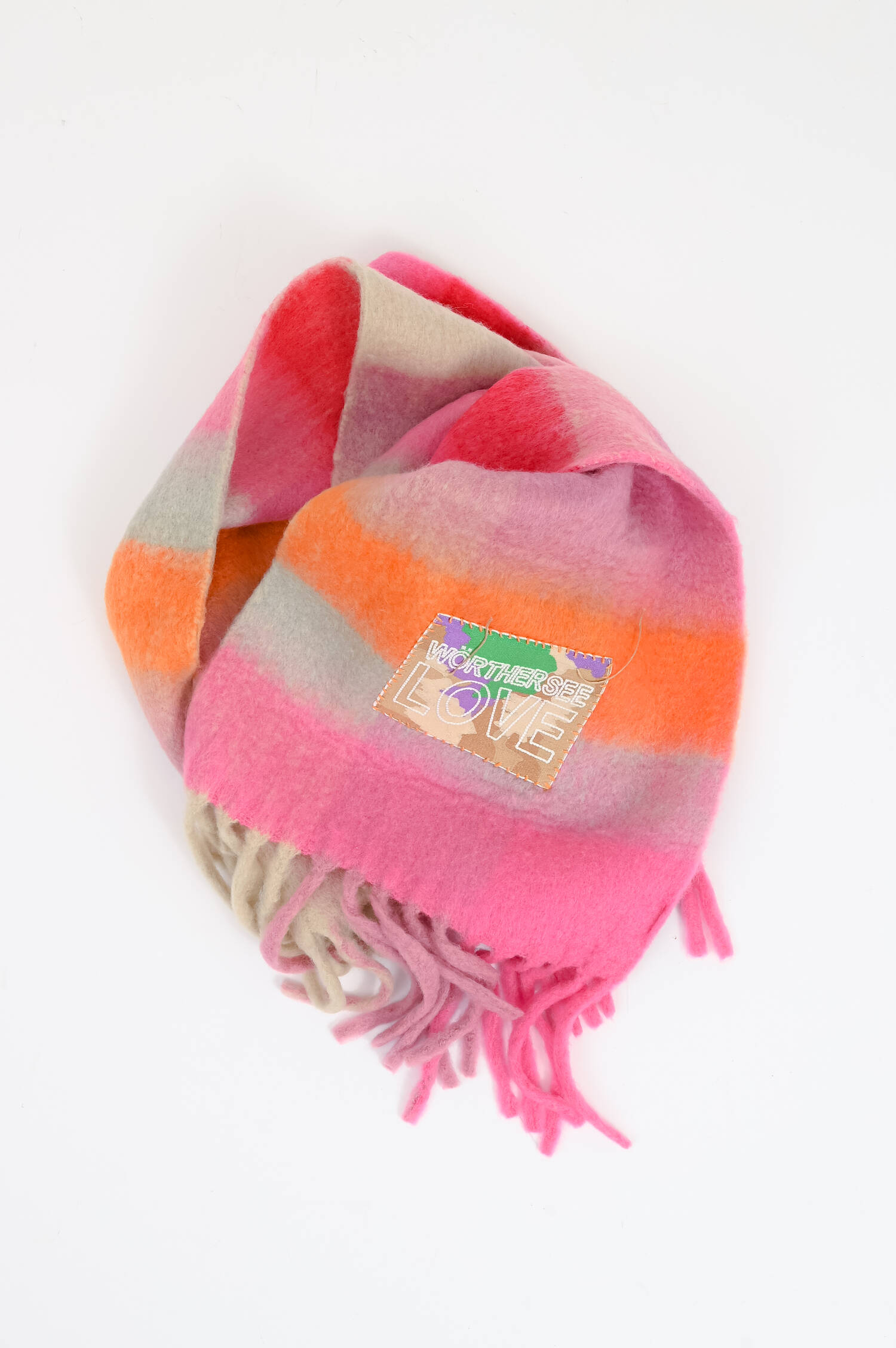 Schal mit WÖRTHERSEE LOVE Patch in Pink/Orange Schal mit WÖRTHERSEE LOVE Patch in Pink/Orange